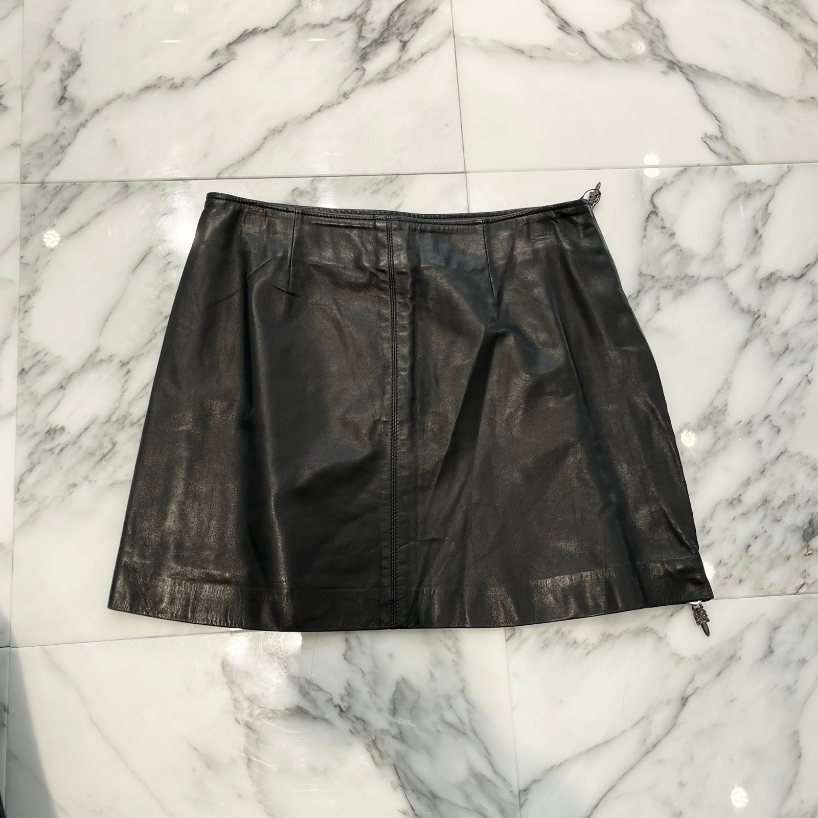 CHROME HEARTS Dagger Zip Leather Mini Skirt Size M クロムハーツ ダガージップ レザーミニ スカート サイズ M