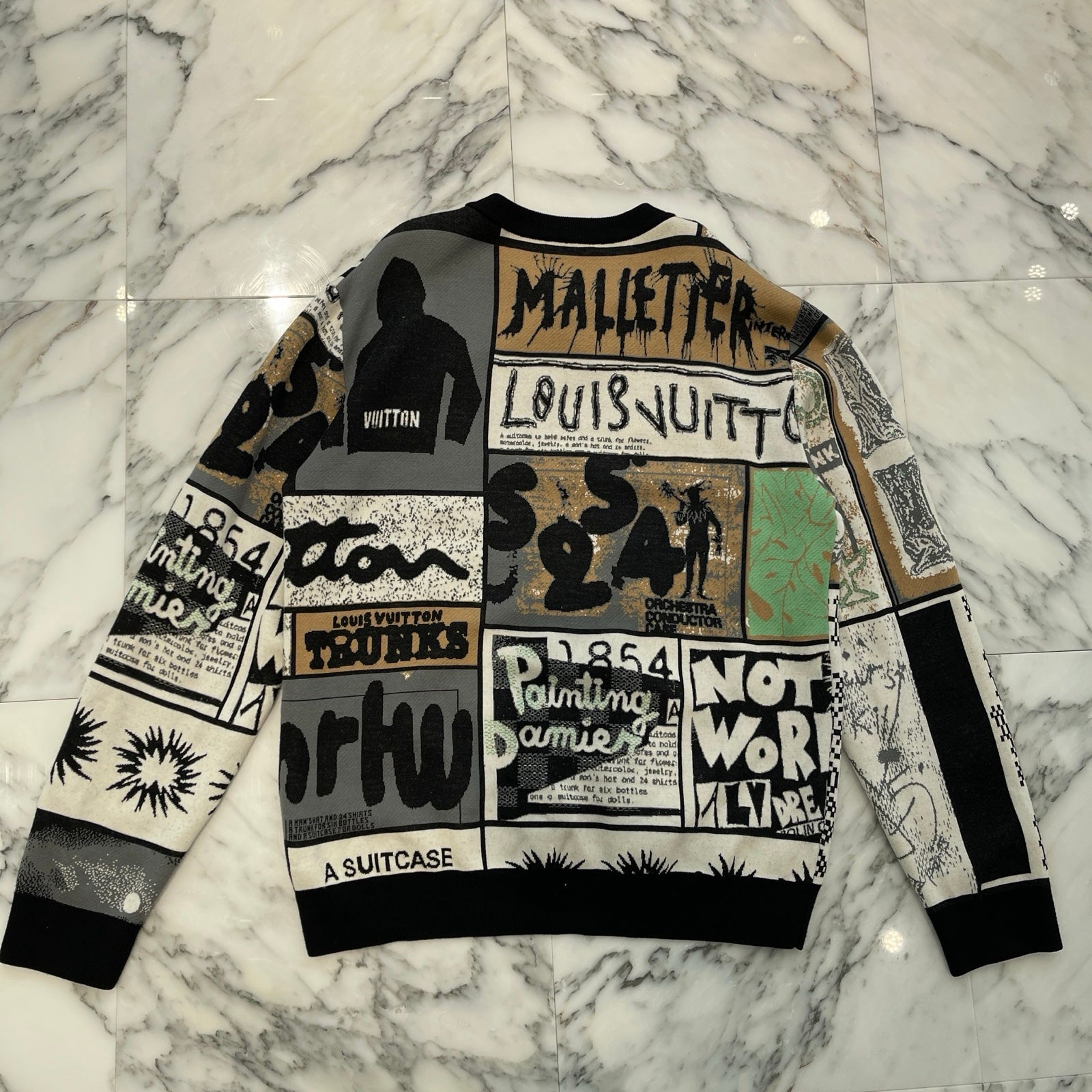 LOUIS VUITTON 2024SS FanJin Motif Multi Logo Knit Sweater 1AFAOU Size XL ルイヴィトン ファンジン モチーフ マルチ ロゴ ニットセーター サイズXL