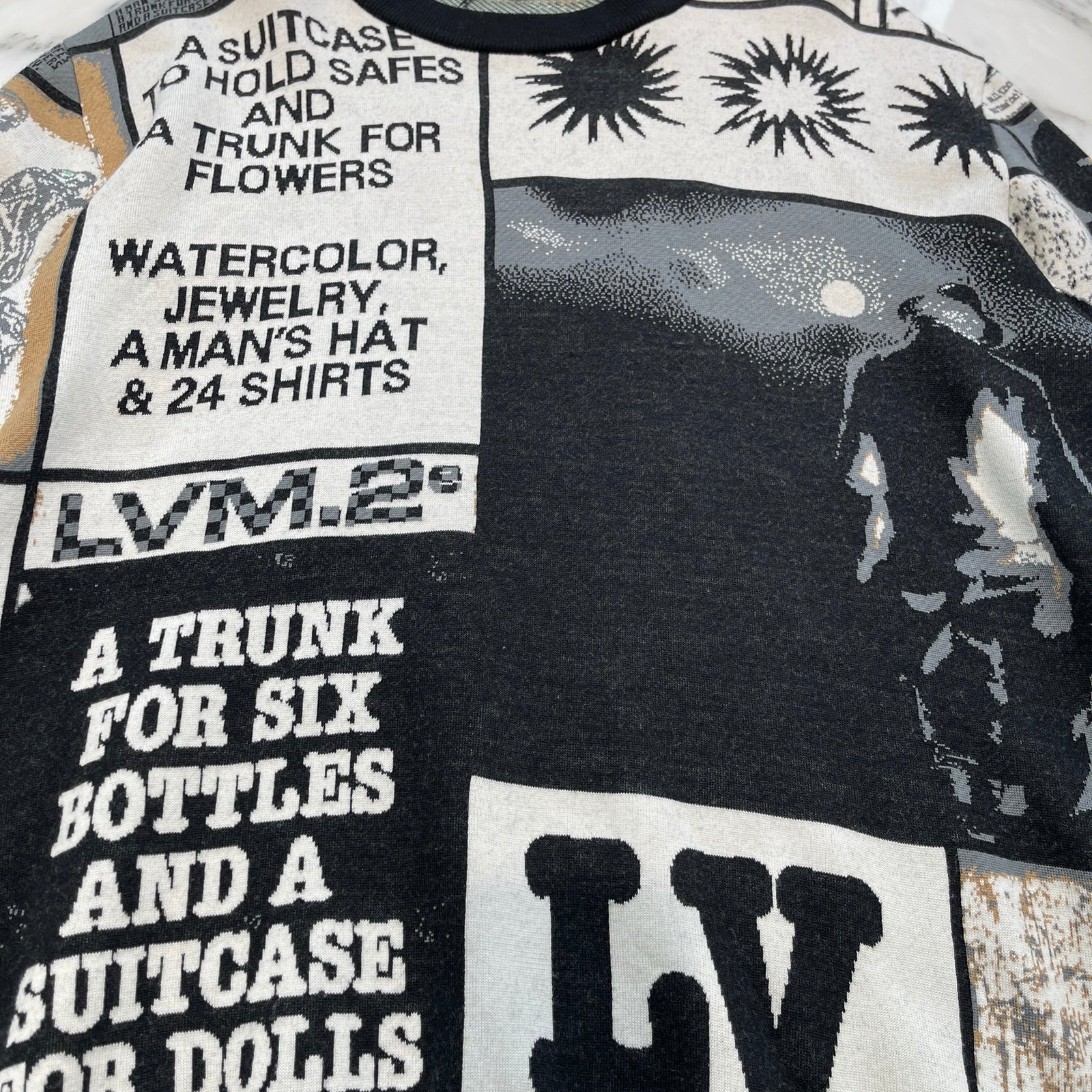 LOUIS VUITTON 2024SS FanJin Motif Multi Logo Knit Sweater 1AFAOU Size XL ルイヴィトン ファンジン モチーフ マルチ ロゴ ニットセーター サイズXL