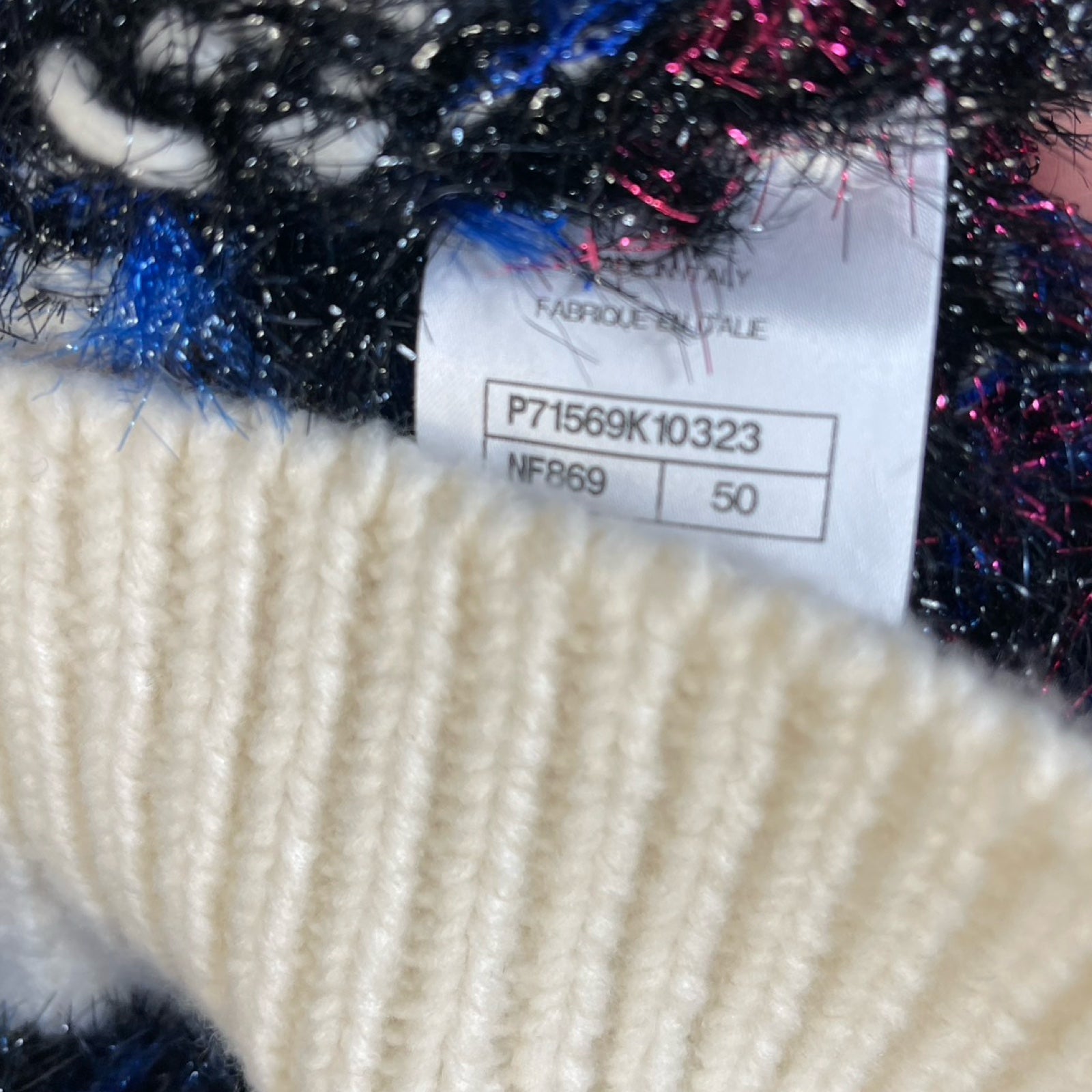 CHANEL 2021AW Cropped Nordic Pattern Knit Sweater P71555K10323 Size 50