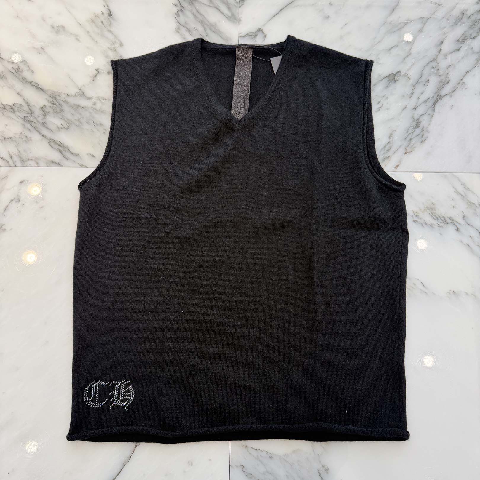 CHROME HEARTS Y Not Rhinestone Vine Dagger Cashmere Sleeveless Tee Size S クロムハーツ ワイノット ラインストーン ヴァインダガー カシミヤ ノースリーブ Tシャツ サイズS