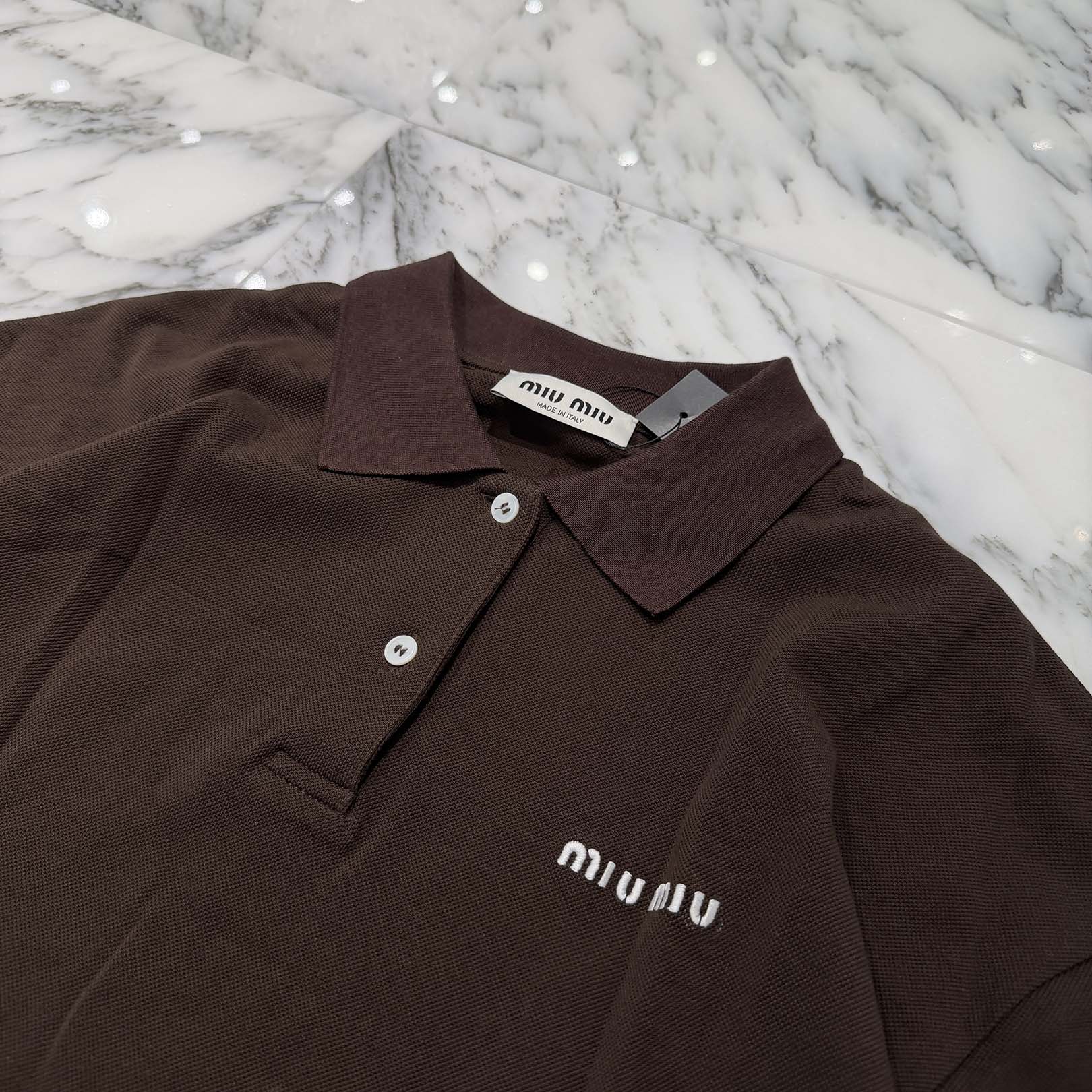 MIU MIU 2024SS Cotton Piqué Polo Shirt MJL019_14RW_F0324_S_OOO Size M ミュウミュウ コットンピケ ポロシャツ サイズM