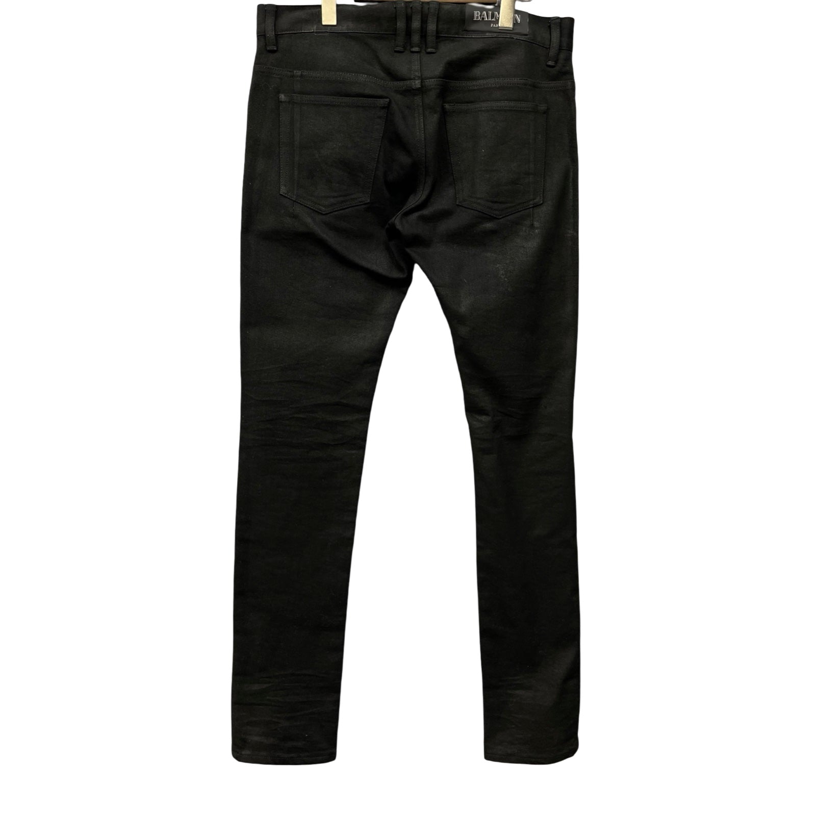 BALMAIN Coating Damage Slim Fit Jeans RH15230D006 Size 33