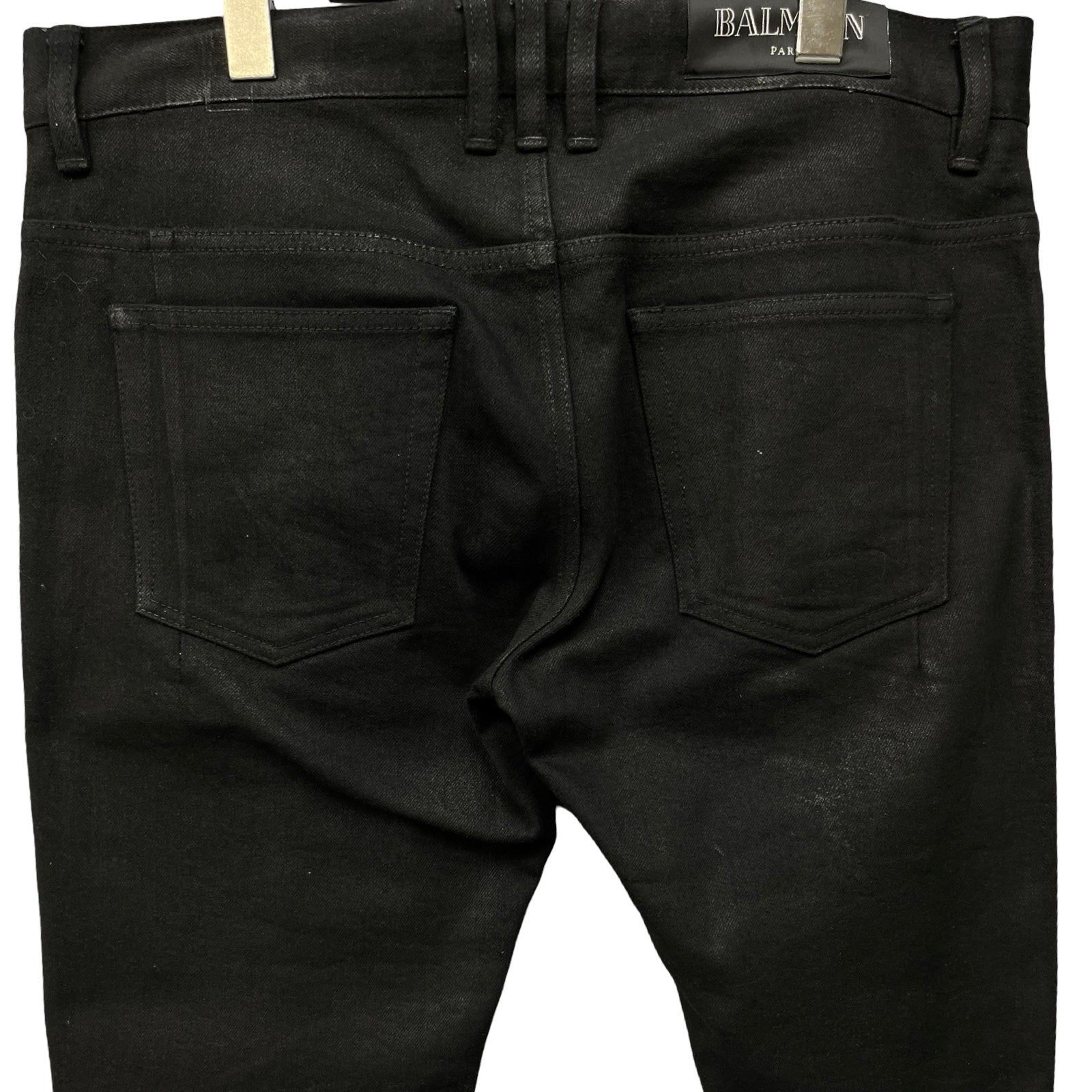 BALMAIN Coating Damage Slim Fit Jeans RH15230D006 Size 33