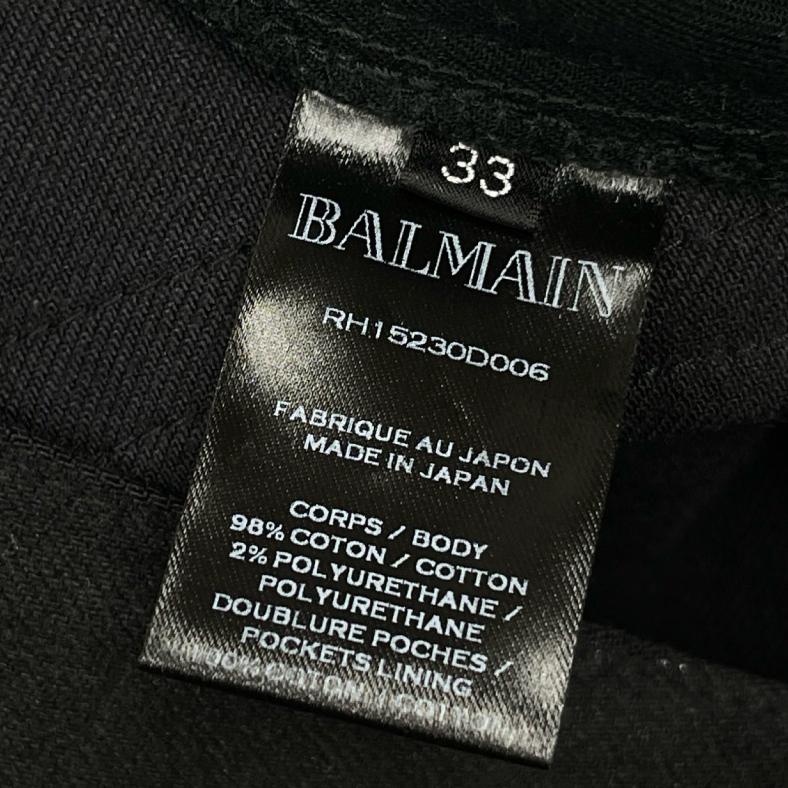 BALMAIN Coating Damage Slim Fit Jeans RH15230D006 Size 33