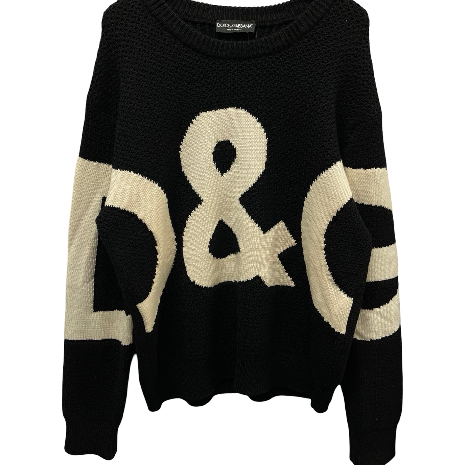 DOLCE&GABBANA Logo Print Wool Knit Sweater GXG69T JVBD8 Size L
