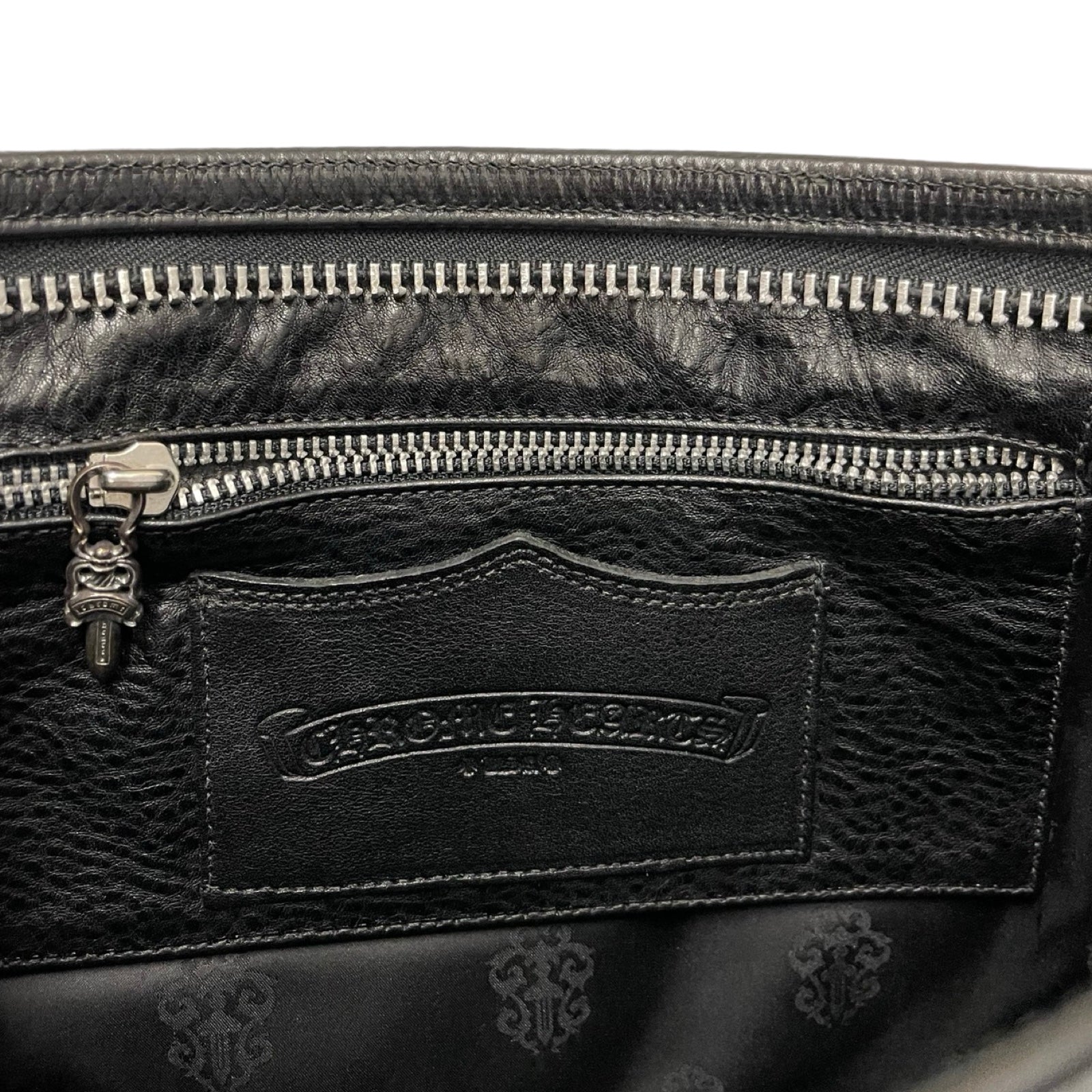 CHROME HEARTS Flat Plane Leather Clutch Bag