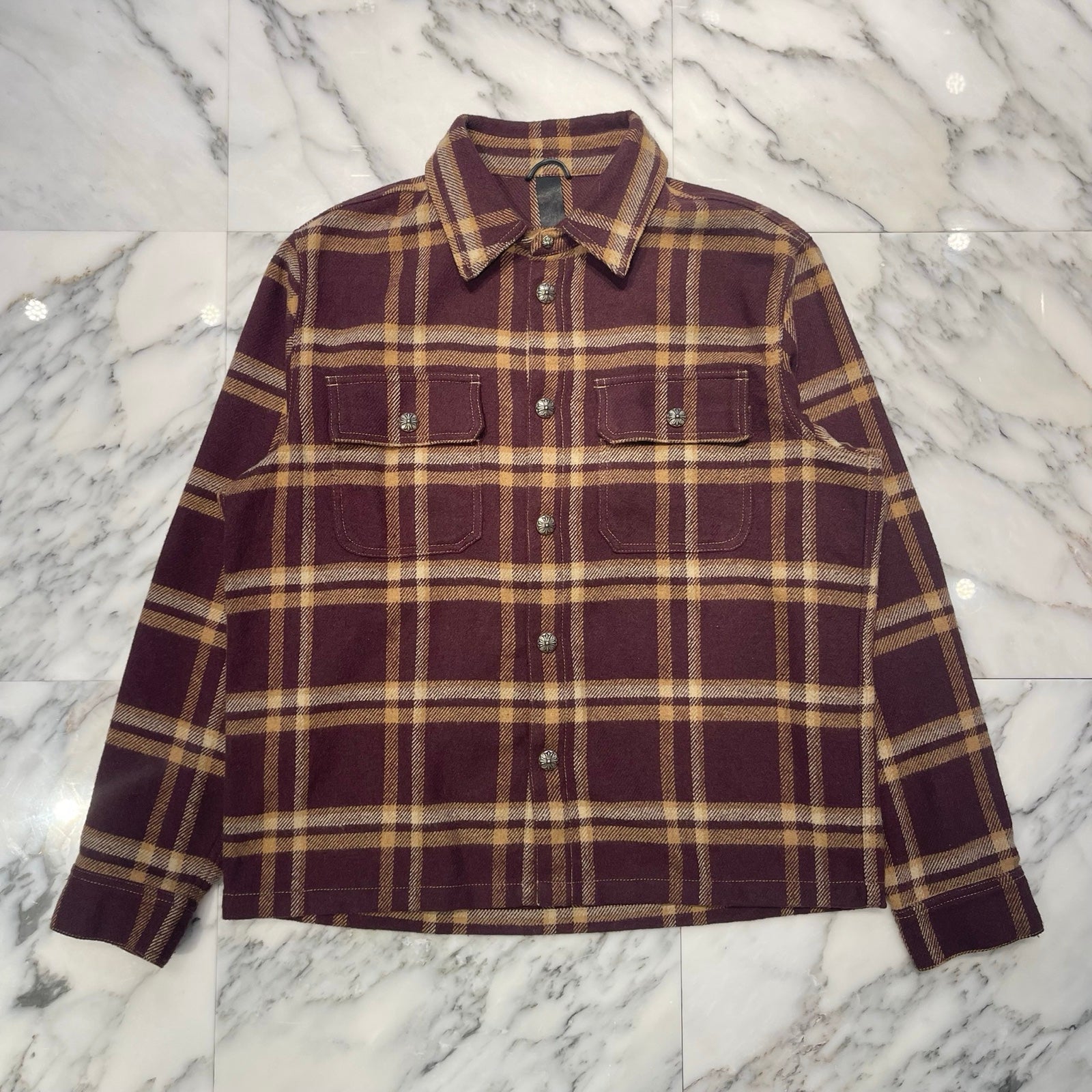 CHROME HEARTS YNOT UNDER DOG Check Shirt Jacket Size L