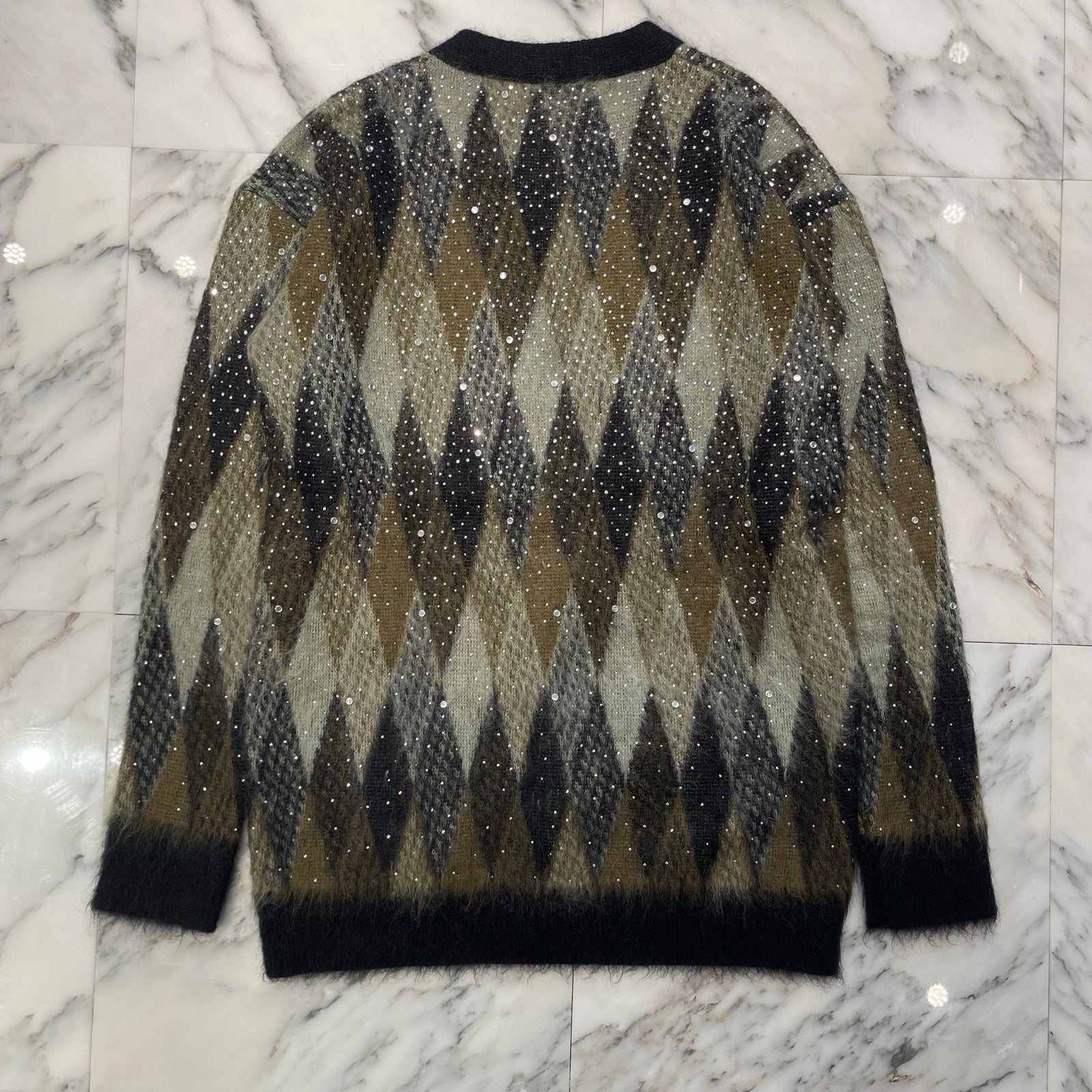 CELINE 2022AW Brushed Mohair Embroidered Long Cardigan 2AA48606S Size XS