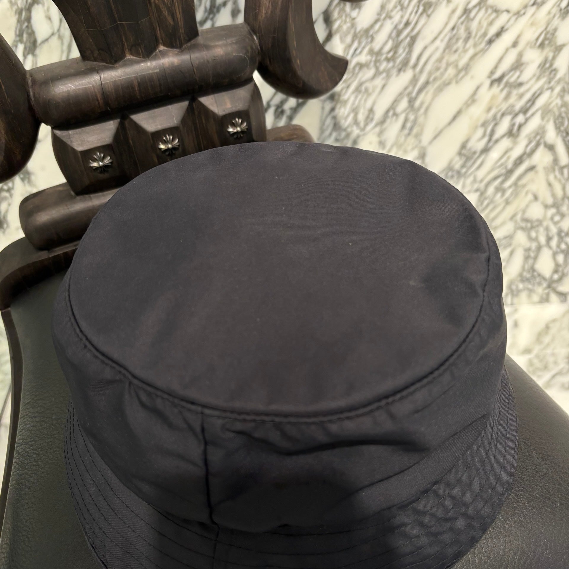 レシート付 CHROME HEARTS 新品 バケットハット　size:L CHROME HEARTS 1 Cross Leather Patch Nylon Bucket Hat Size L