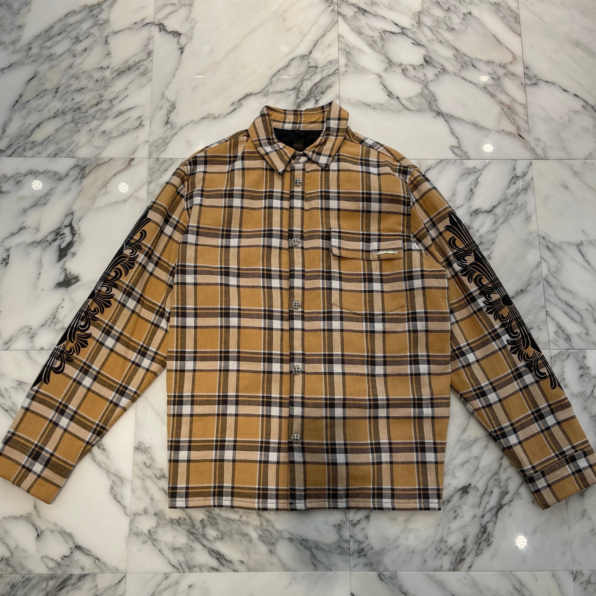 CHROME HEARTS Y NOT Workn Padded FLANNEL CHECK SHIRT JACKET Size XL クロムハーツ ワイノット ワーキンパデッド フランネルチェック シャツジャケット サイズXL