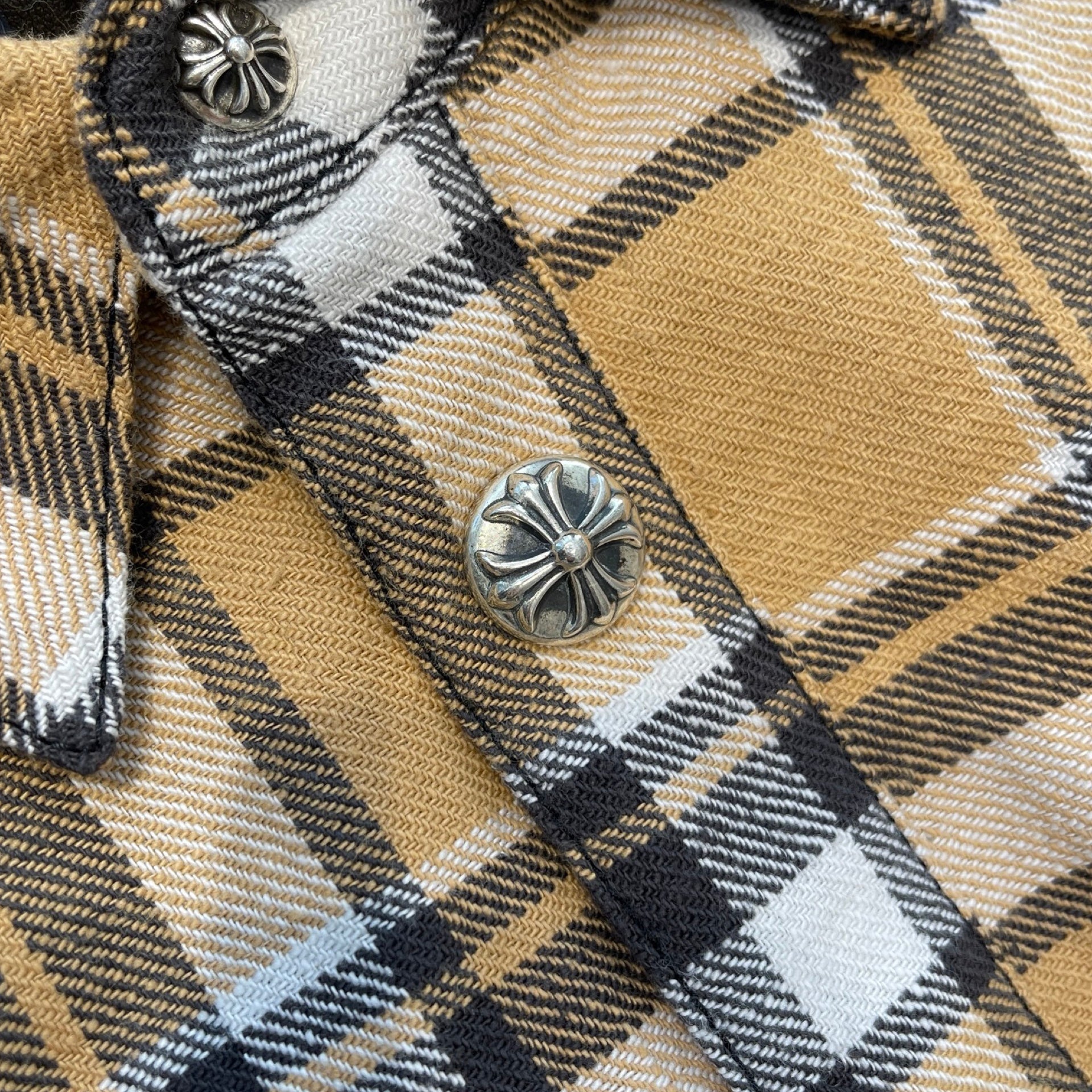 CHROME HEARTS Y NOT Workn Padded FLANNEL CHECK SHIRT JACKET Size