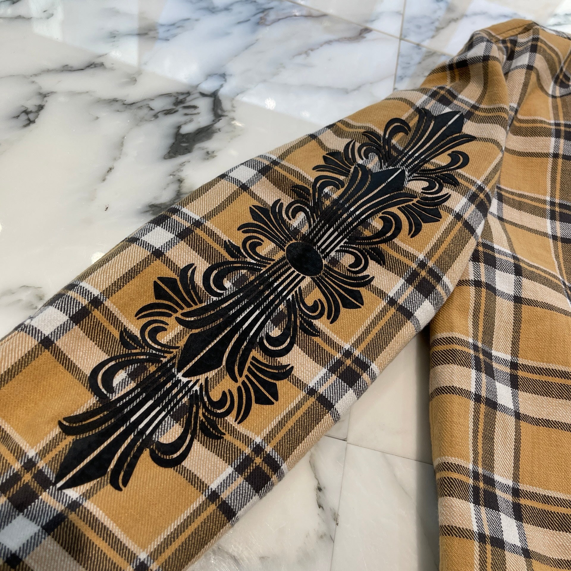 CHROME HEARTS Y NOT Workn Padded FLANNEL CHECK SHIRT JACKET