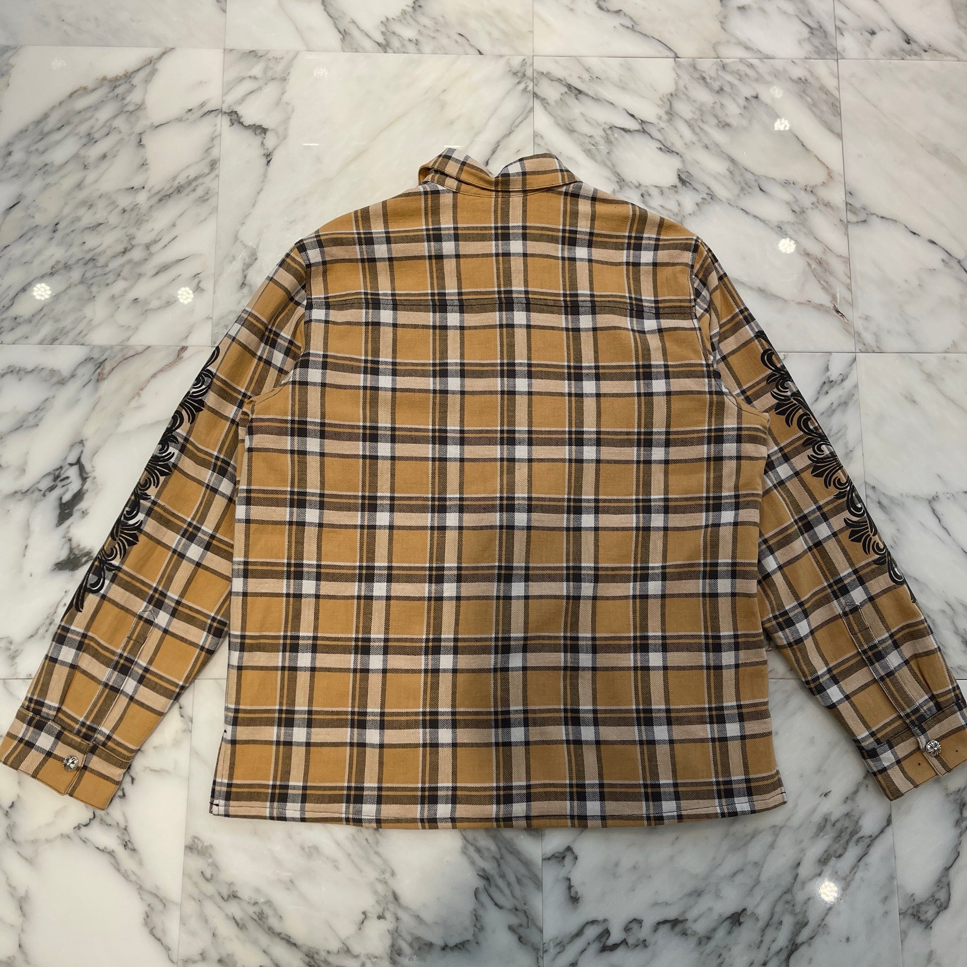 CHROME HEARTS Y NOT Workn Padded FLANNEL CHECK SHIRT JACKET Size