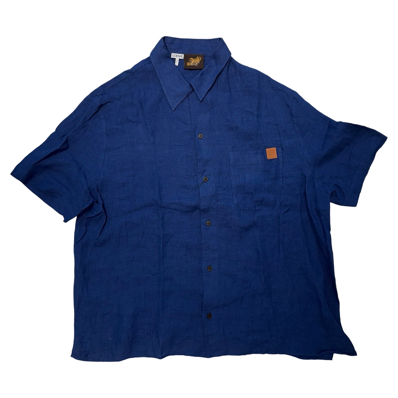 LOEWE × Paula's Ibiza Linen Anagram Tab Bowling Shirt Size 41 ロエベ パウラズイビザ リネン アナグラムタブ ボウリングシャツ サイズ41