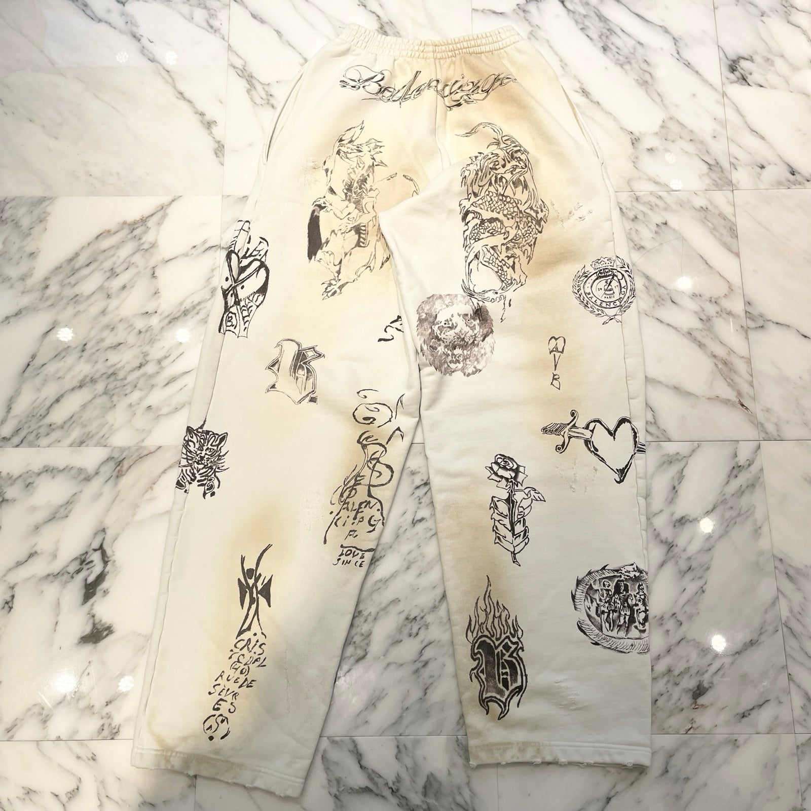 BALENCIAGA 2024SS TAT BAGGY Sweat Long Pants 787357 Size XXS バレンシアガ タットバギー スウェットロングパンツ サイズXXS