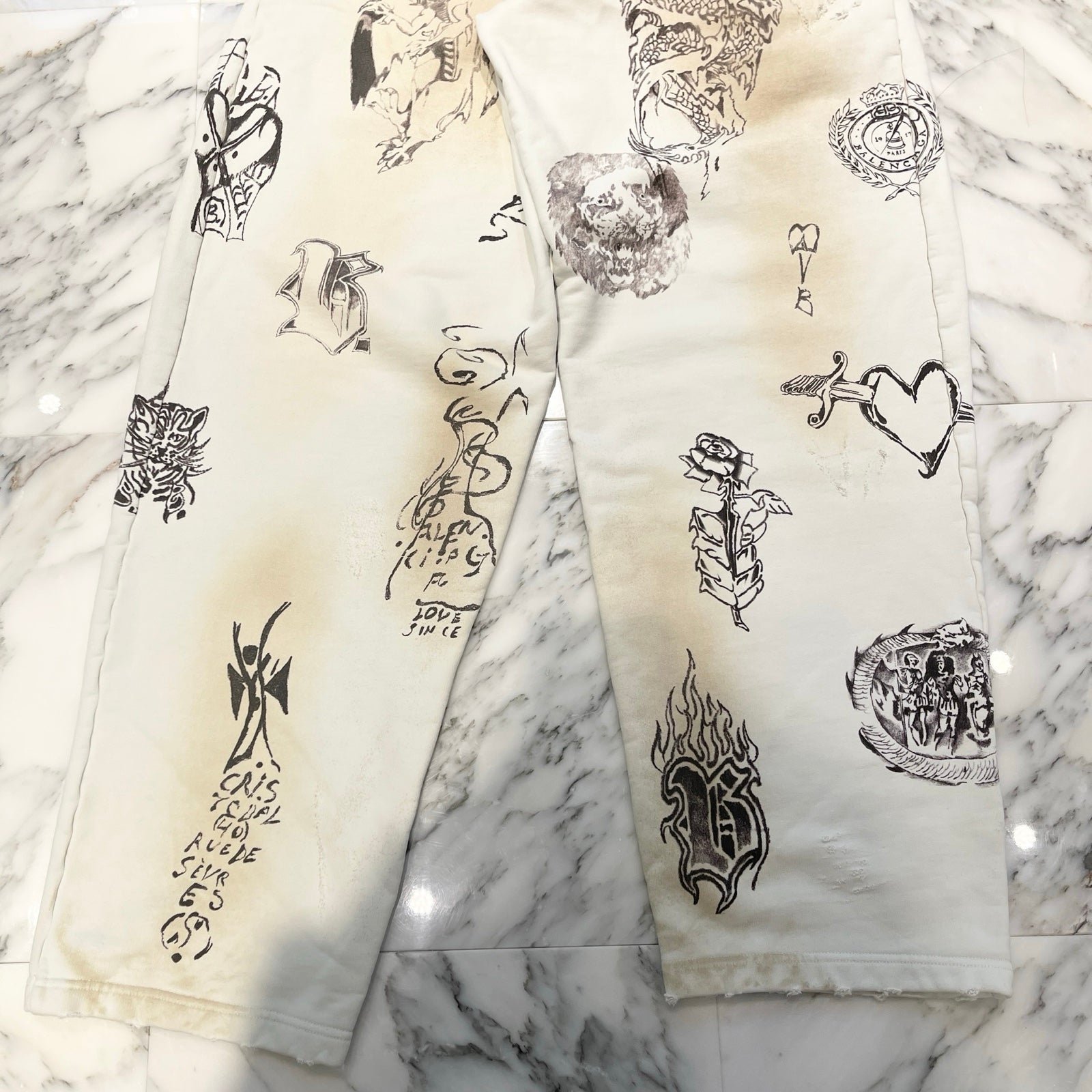 BALENCIAGA 2024SS TAT BAGGY Sweat Long Pants 787357 Size XXS バレンシアガ タットバギー スウェットロングパンツ サイズXXS