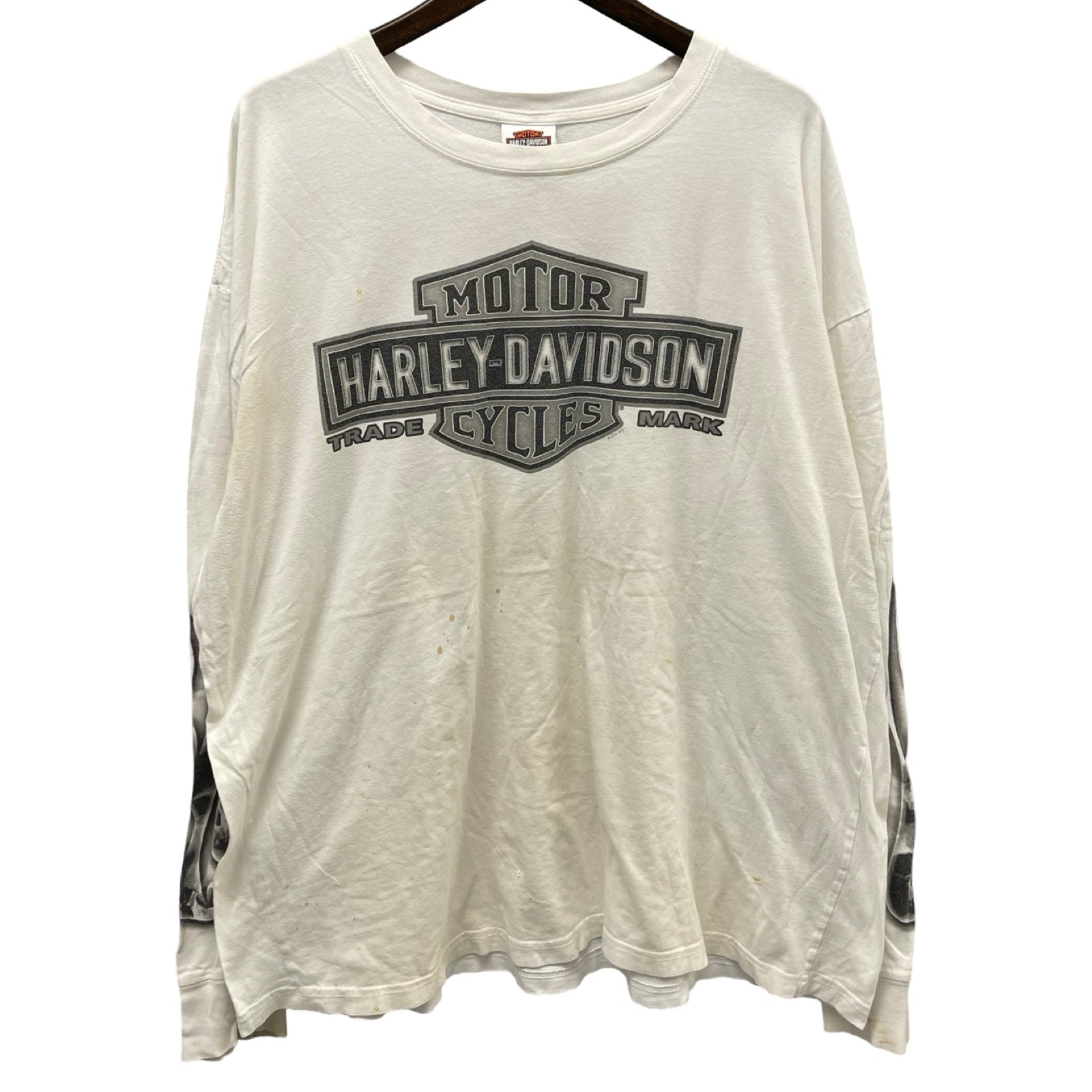 Vintage 00's Harley-Davidson "PETERSON'S" 2004 Skull Print L/S Tee Size 2XL