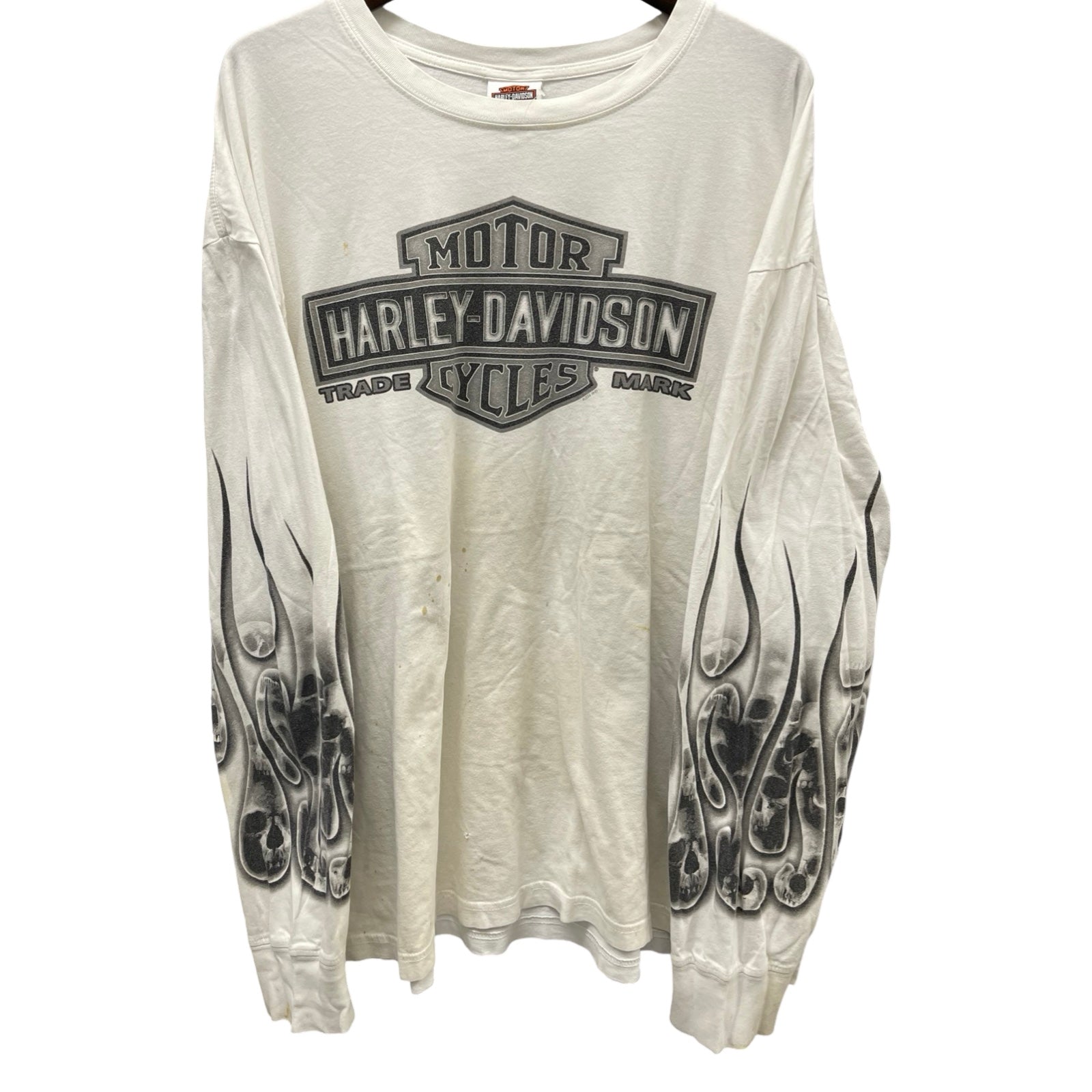 Vintage 00's Harley-Davidson "PETERSON'S" 2004 Skull Print L/S Tee Size 2XL