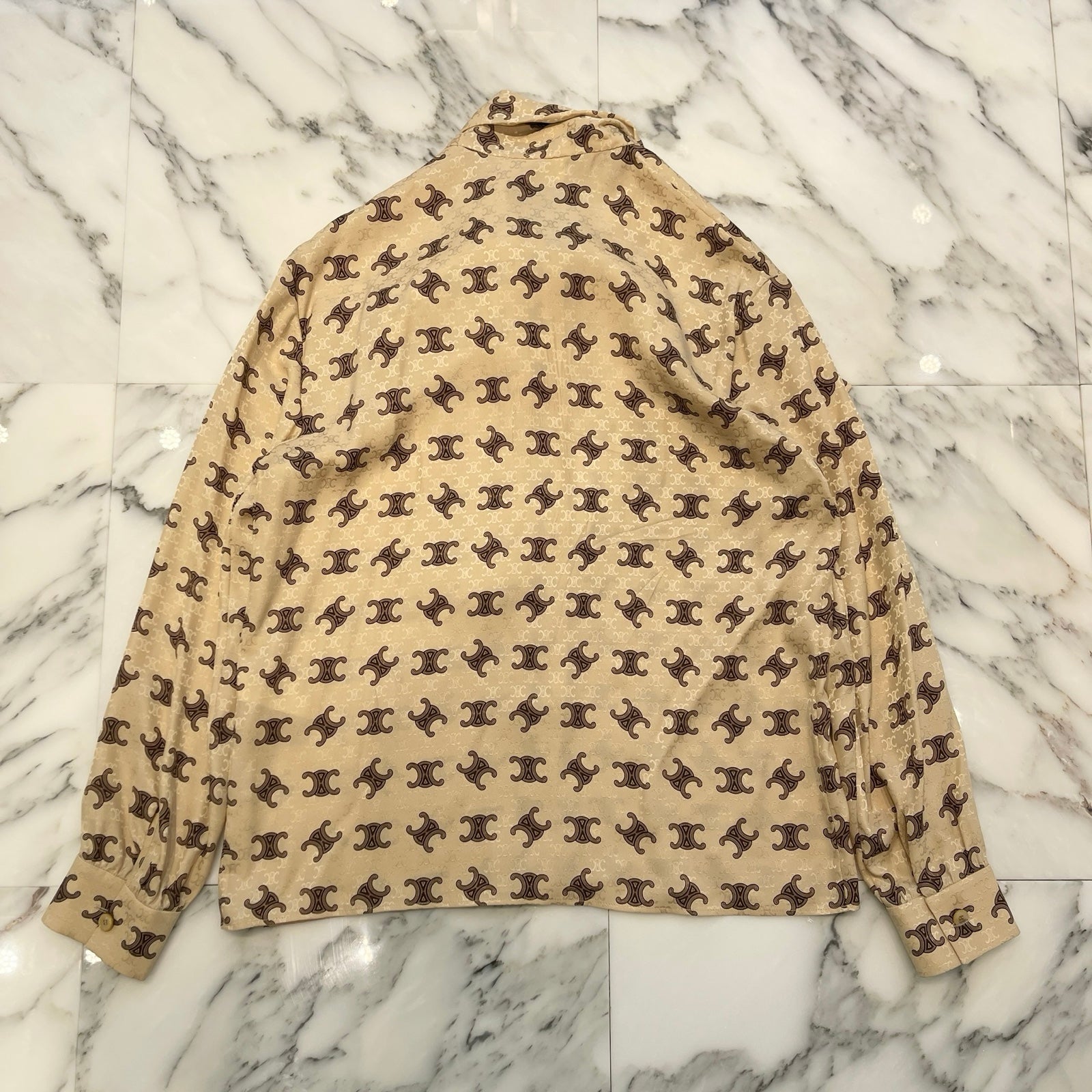 セリーヌ パイソンプリント シルクシャツ 中古・古着通販】CELINE (セリーヌ) 総柄シルクシャツ ネイビー サイズ