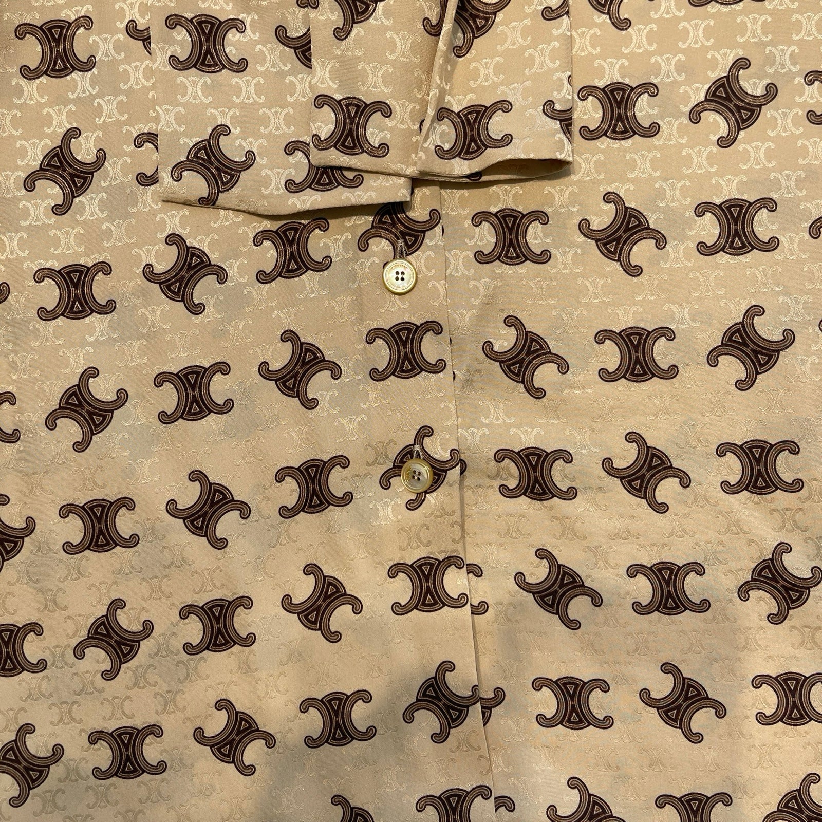 CELINE 2023SS Triomphe Lavaliere Silk Shirt 2B805812T Size 36 セリーヌ トリオンフ ラヴァリエール シルクシャツ サイズ36