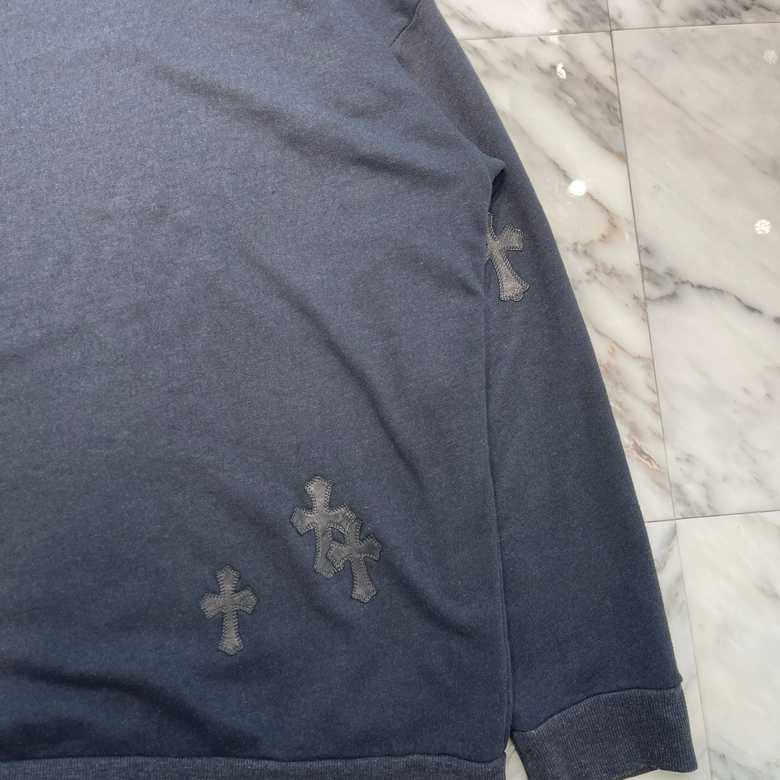 CHROME HEARTS Y NOT Leather Cross Patch Oversized Sweat Shirt Size XL クロムハーツ ワイノット レザークロスパッチ オーバーサイズスウェットシャツ サイズXL