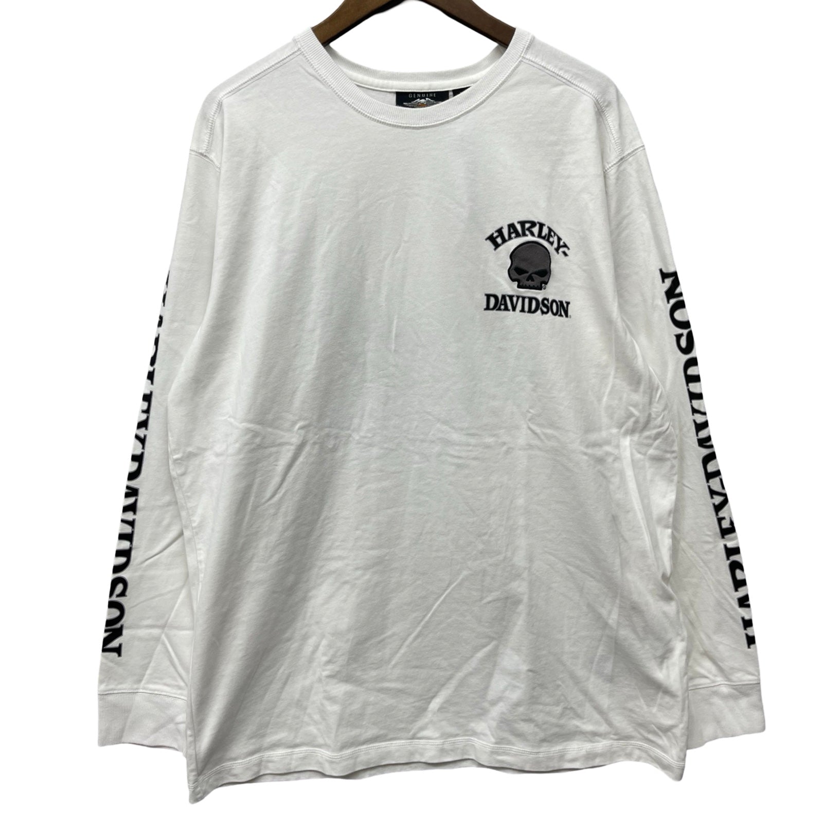 Vintage 00's Harley-Davidson Circle Skull Patches L/S Tee Size XL