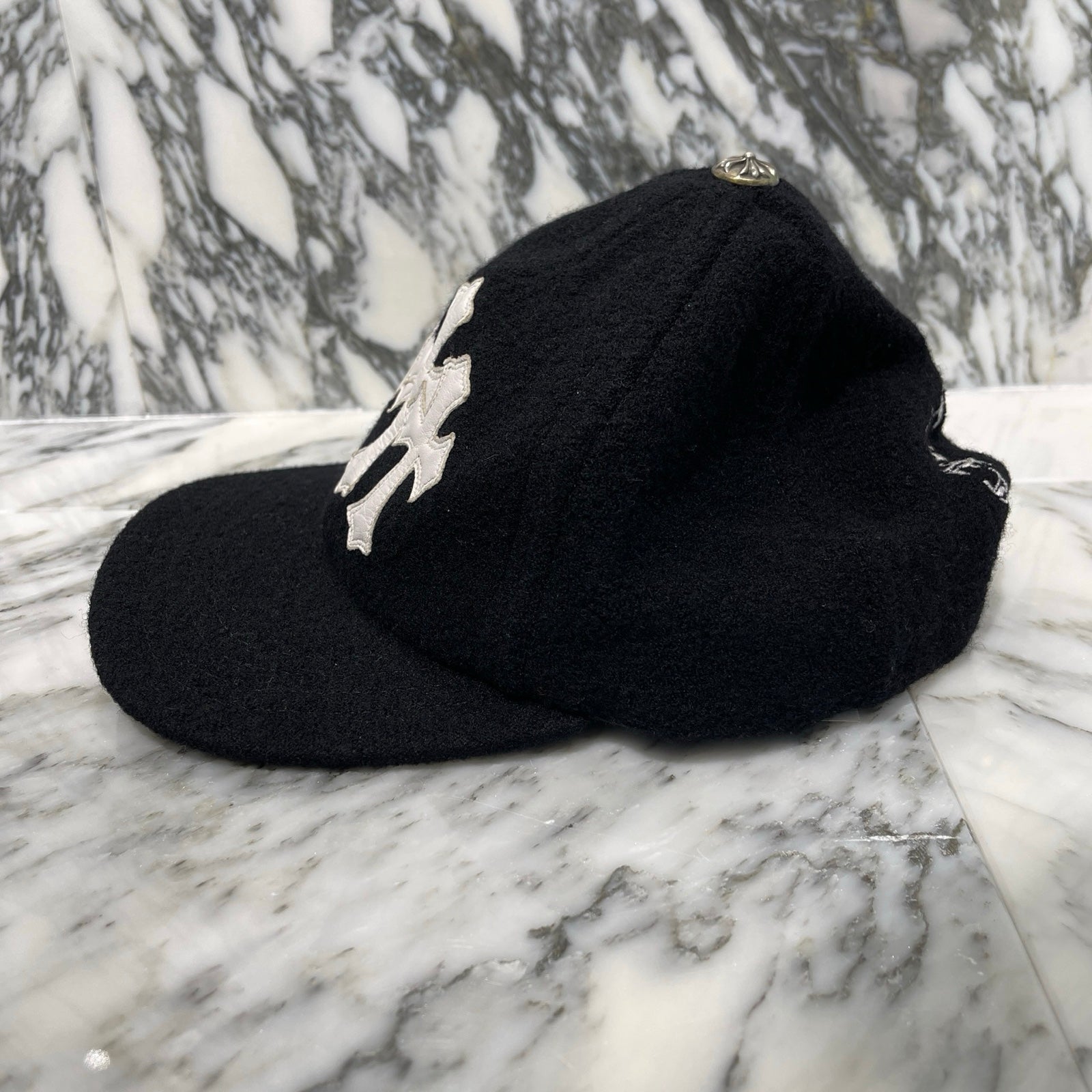 CHROME HEARTS Wool Triple Cross Leather Patch Trucker Cap Size ONE