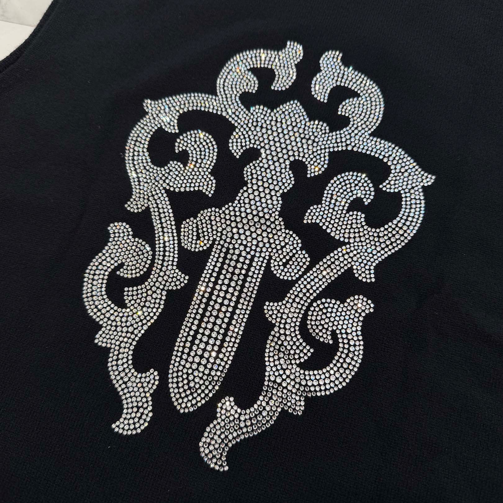 CHROME HEARTS Y Not Rhinestone Vine Dagger Cashmere Sleeveless Tee Size S クロムハーツ ワイノット ラインストーン ヴァインダガー カシミヤ ノースリーブ Tシャツ サイズS