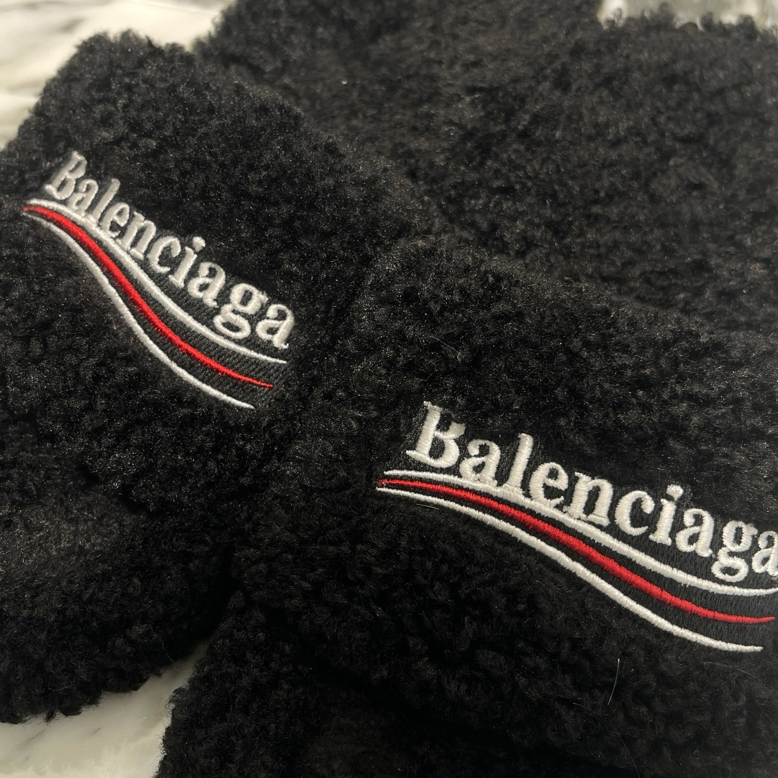 BALENCIAGA 2021SS Campaign Logo Embroidery Boa Fabric Pumps Size 38 バレンシアガ キャンペーンロゴ刺繍 ボア素材 パンプス サイズ38