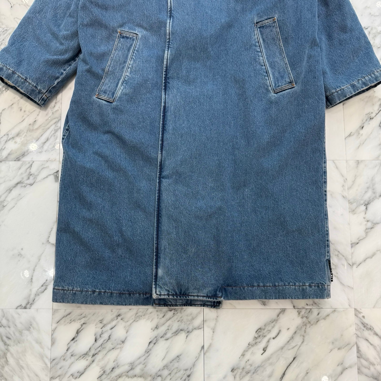 BALENCIAGA 2019AW Denim Mouton Car Coat 600286 TDW14 Size 42 バレンシアガ デニム ムートン カーコート サイズ42