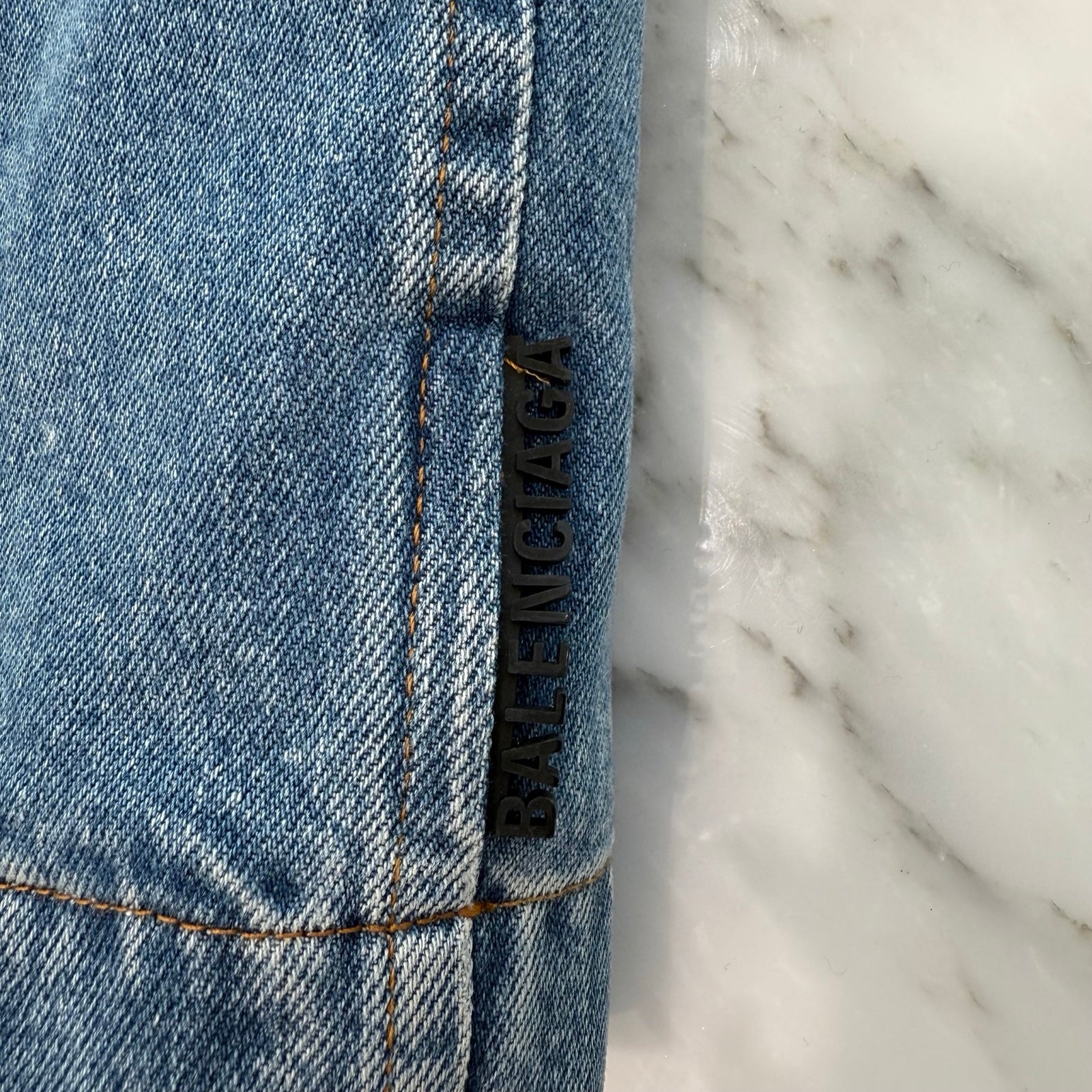 BALENCIAGA 2019AW Denim Mouton Car Coat 600286 TDW14 Size 42 バレンシアガ デニム ムートン カーコート サイズ42