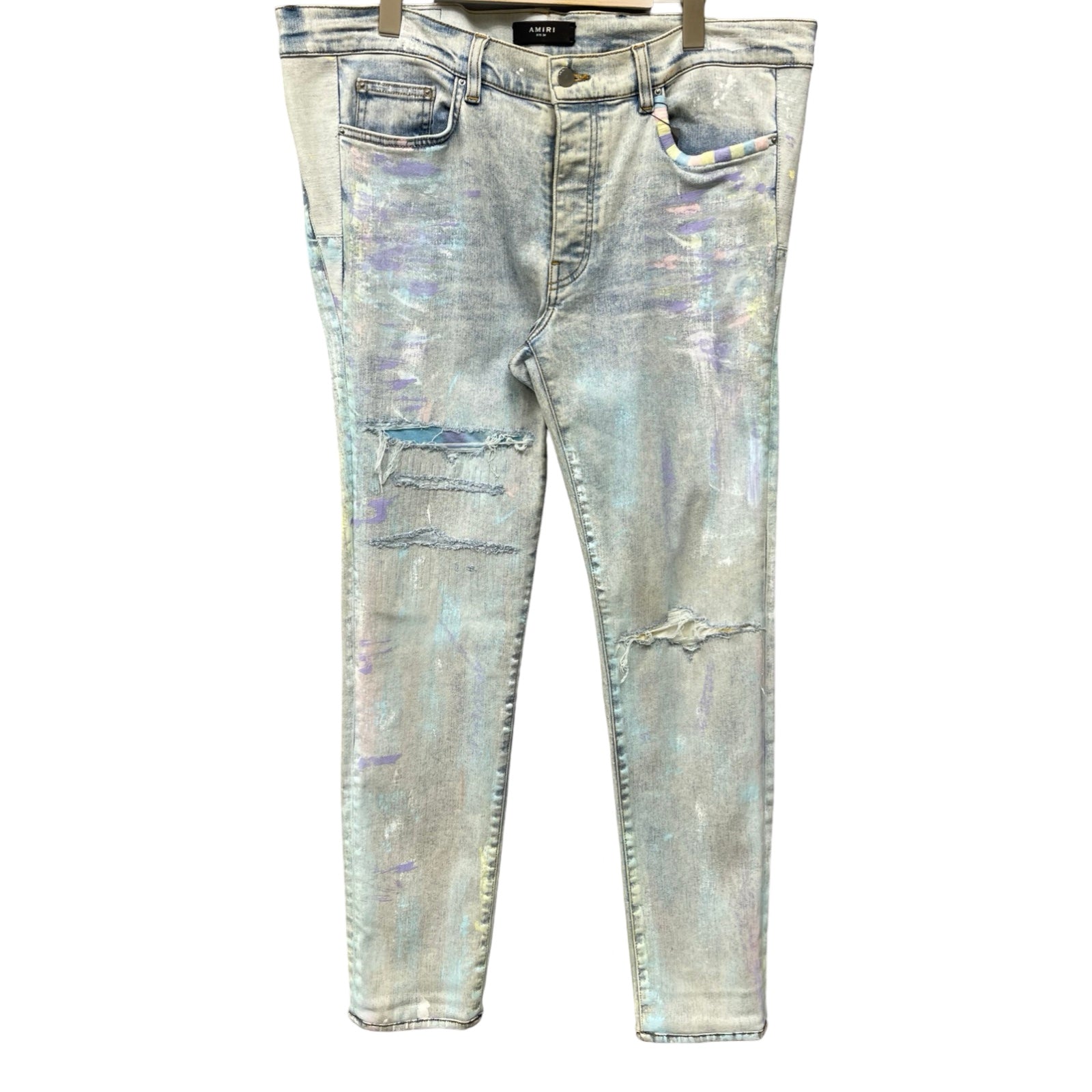 AMIRI Painter Tie Dye Damage Stretch Skinny Jeans Size 34