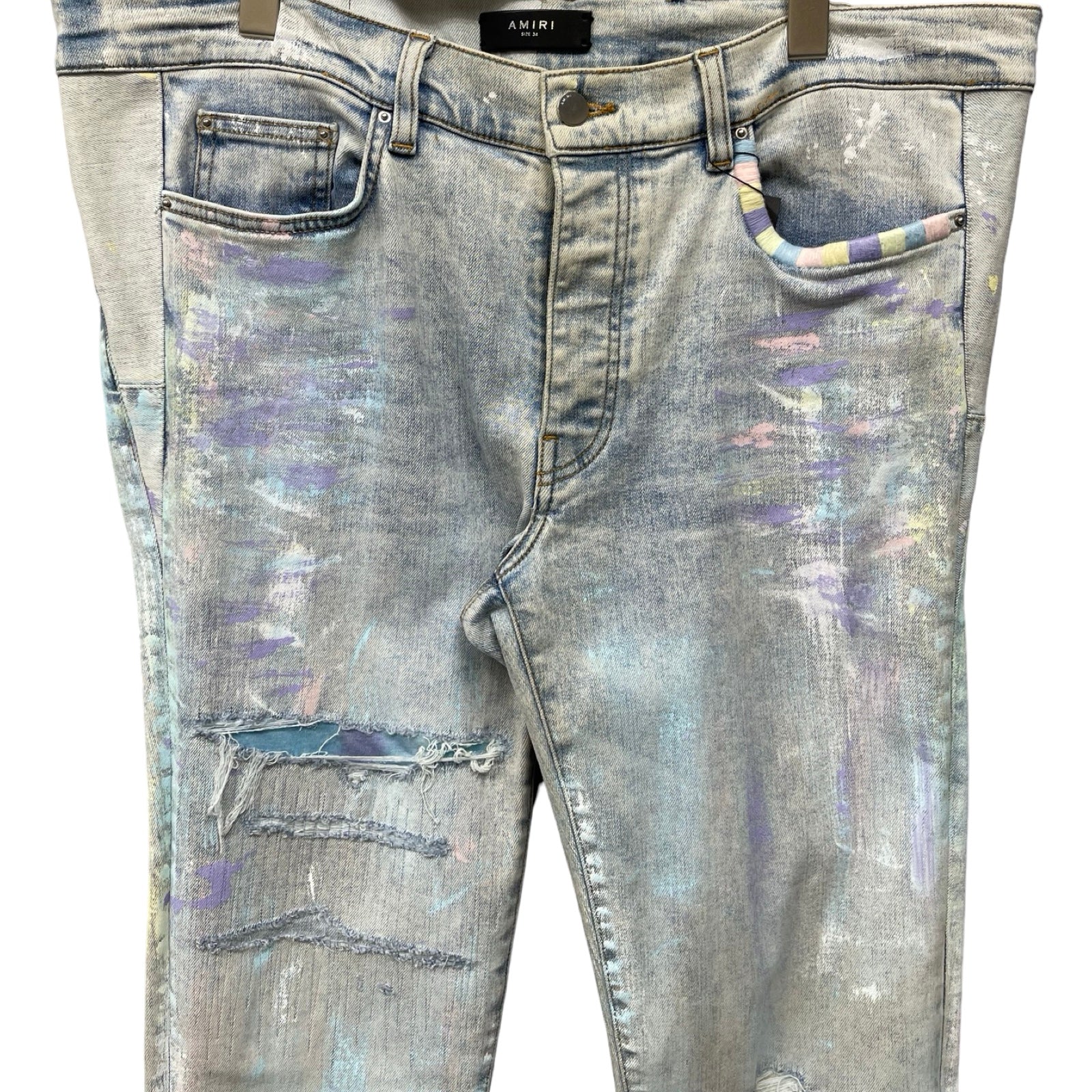 AMIRI Painter Tie Dye Damage Stretch Skinny Jeans Size 34