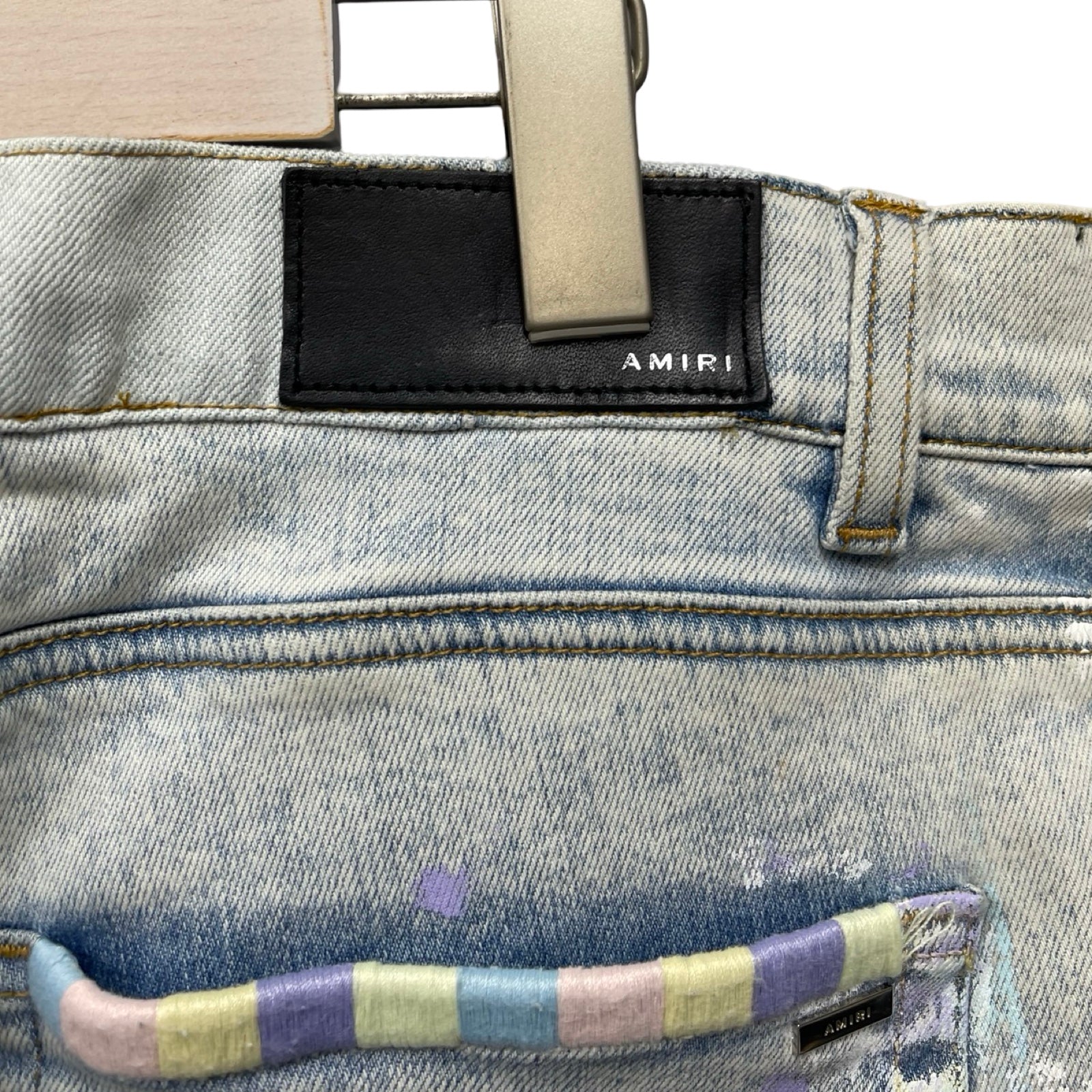 AMIRI Painter Tie Dye Damage Stretch Skinny Jeans Size 34