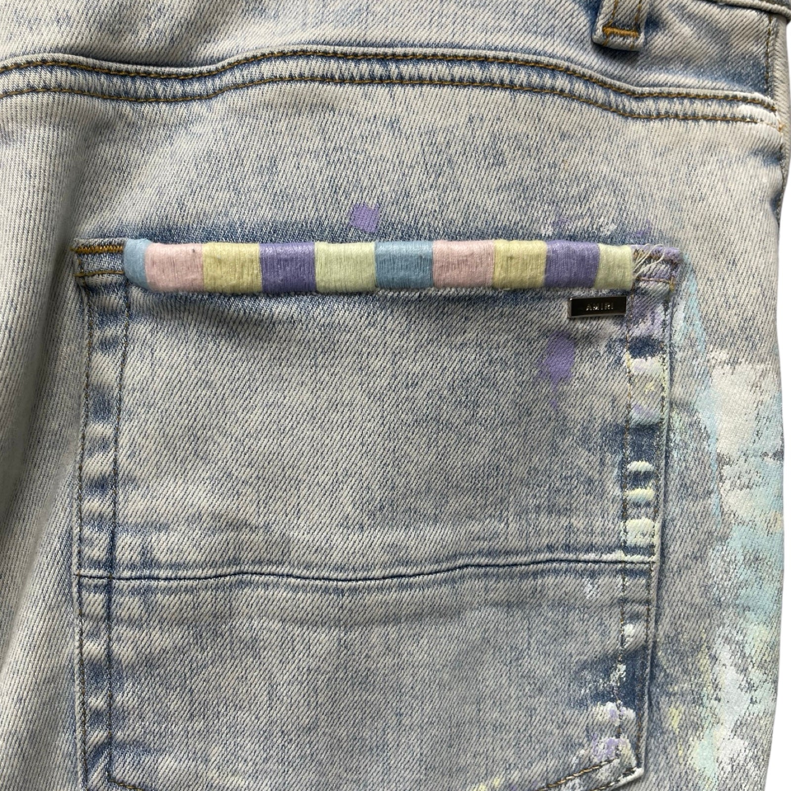 AMIRI Painter Tie Dye Damage Stretch Skinny Jeans Size 34