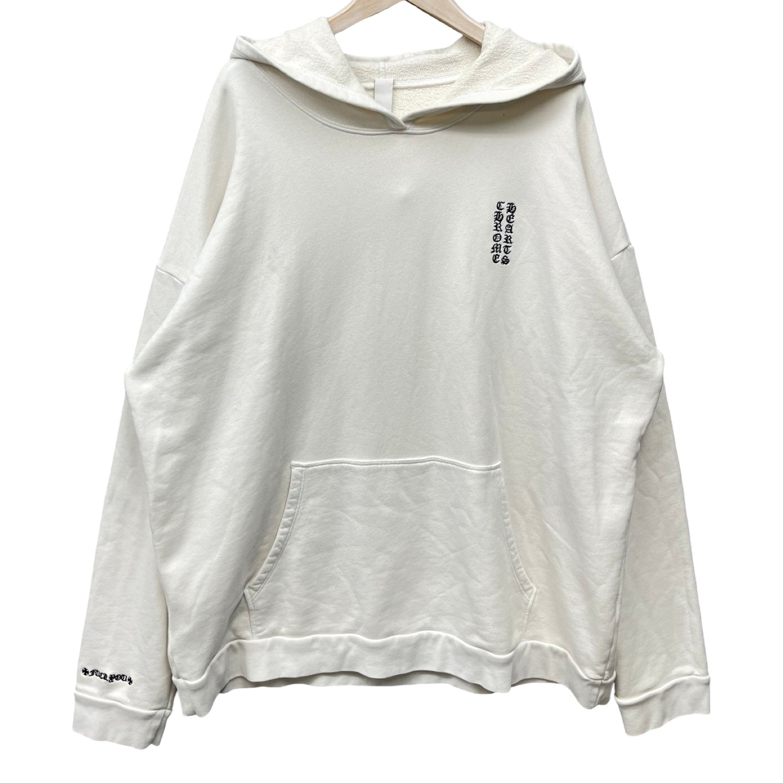 CHROME HEARTS Y NOT Vertical Logo Embroidery Pullover Hoodie Size XL