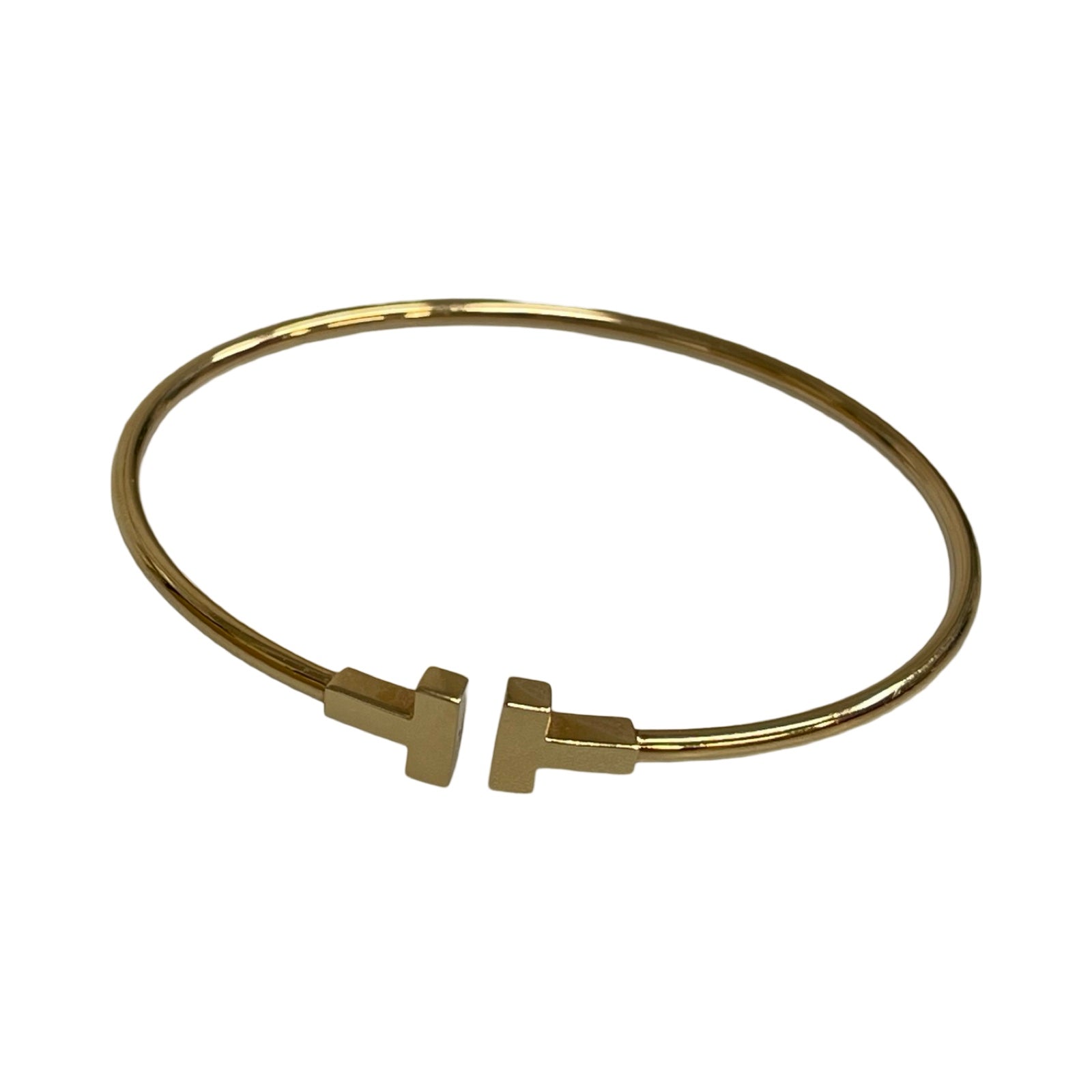 Tiffany Co. T Narrow Wire Bracelet K18 YG