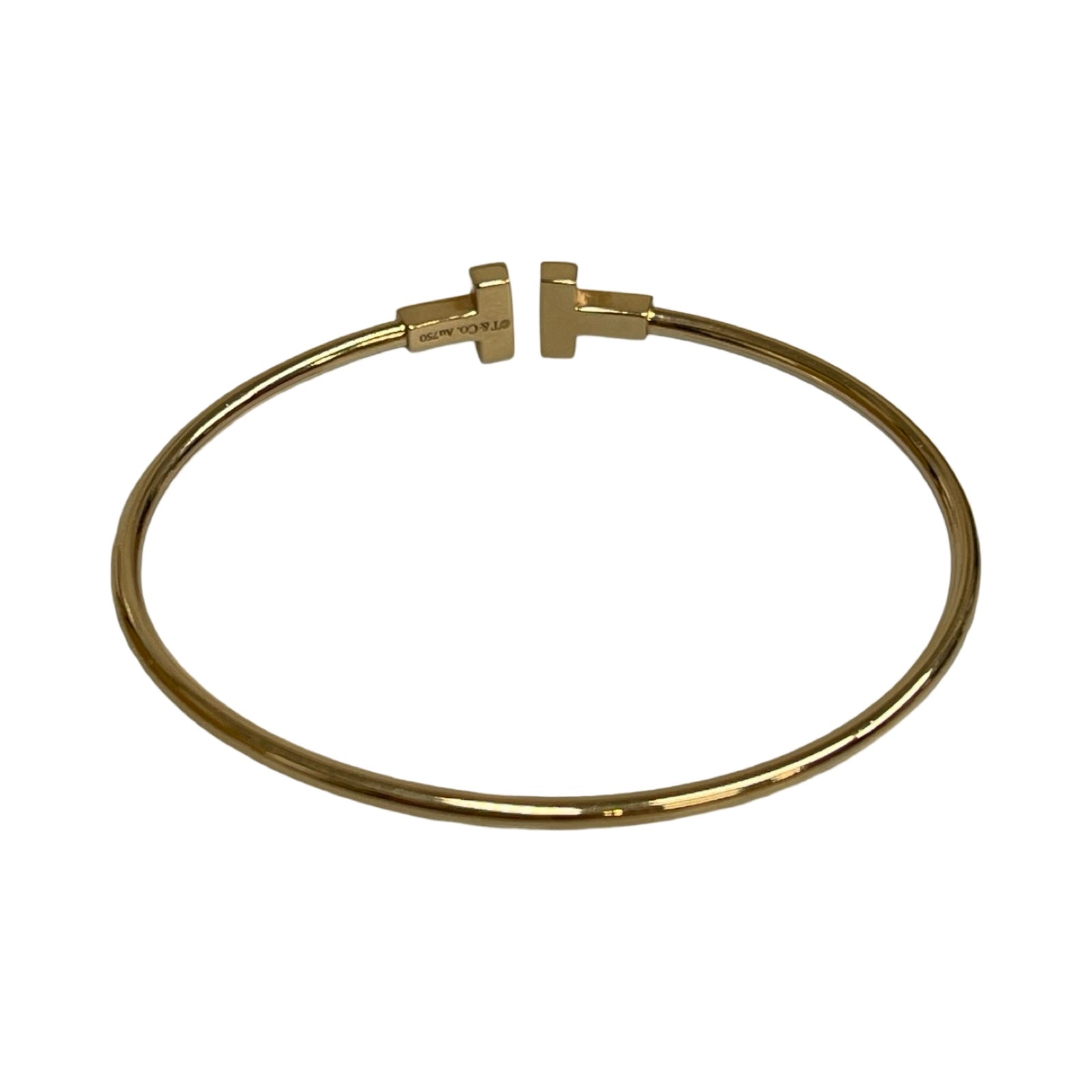 Tiffany Co. T Narrow Wire Bracelet K18 YG