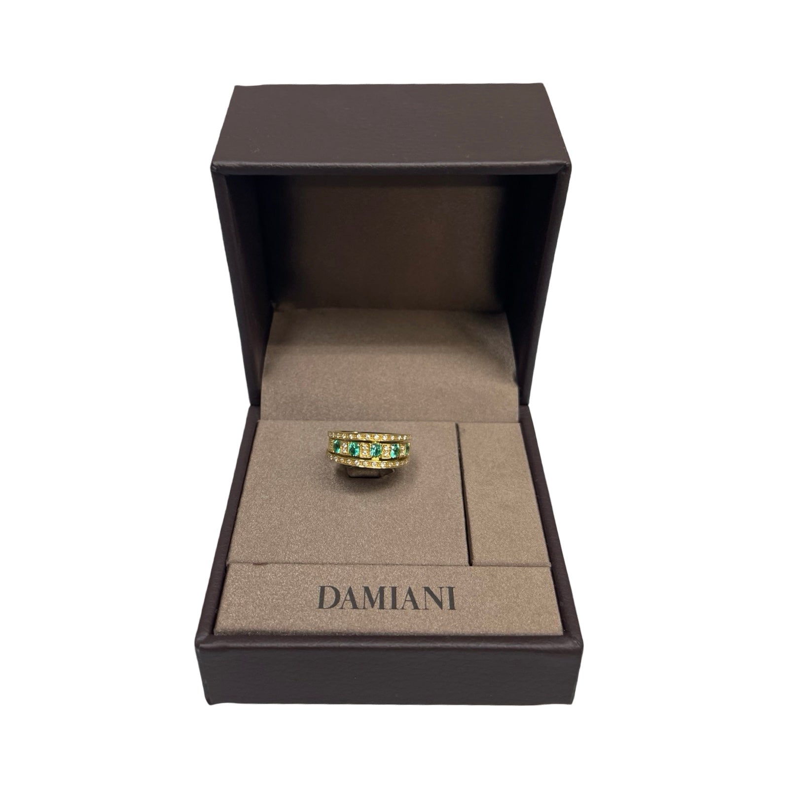 DAMIANI Belle Epoque Yellow Gold Diamond And Emerald Ring 20090157_c Size 11号