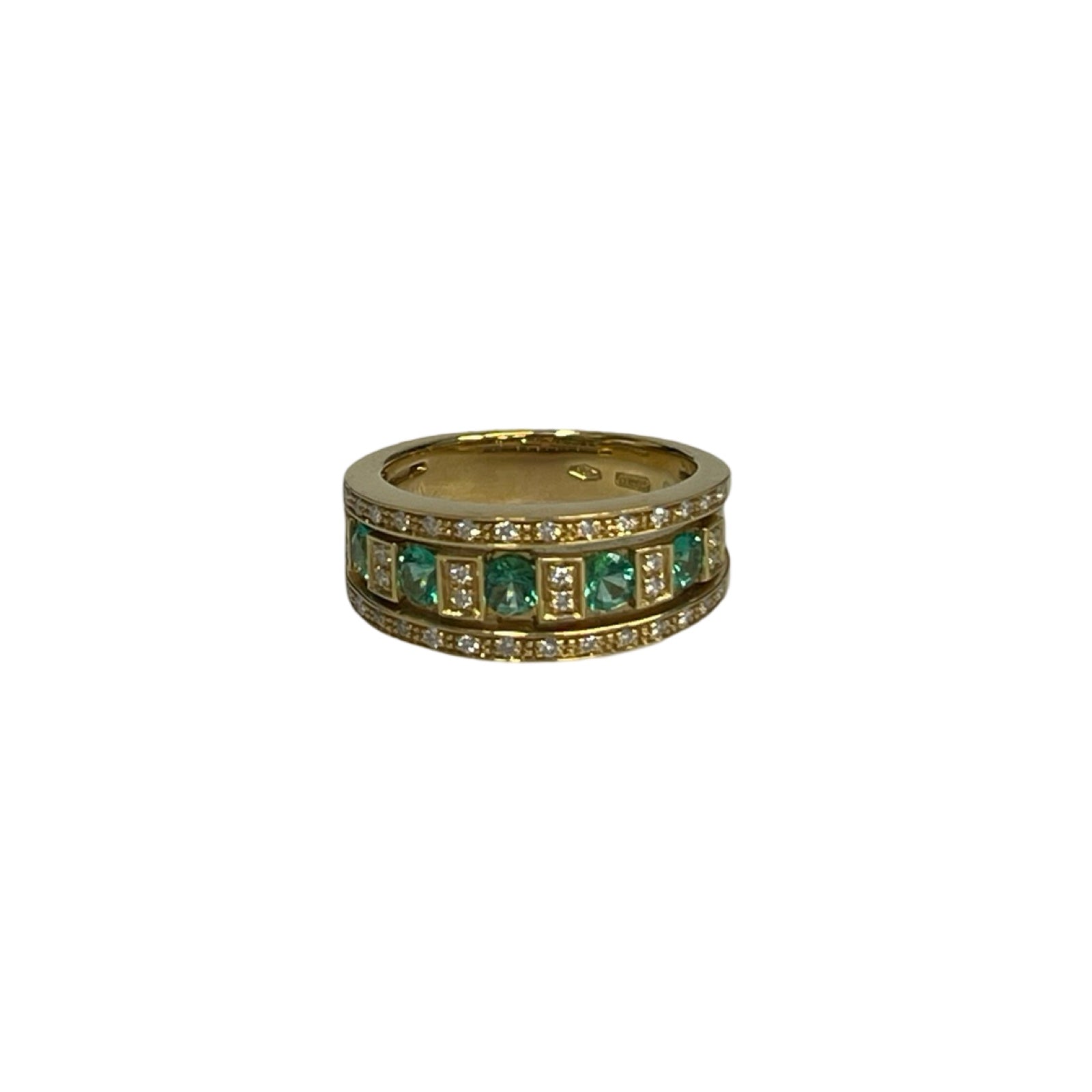 DAMIANI Belle Epoque Yellow Gold Diamond And Emerald Ring 20090157_c Size 11号