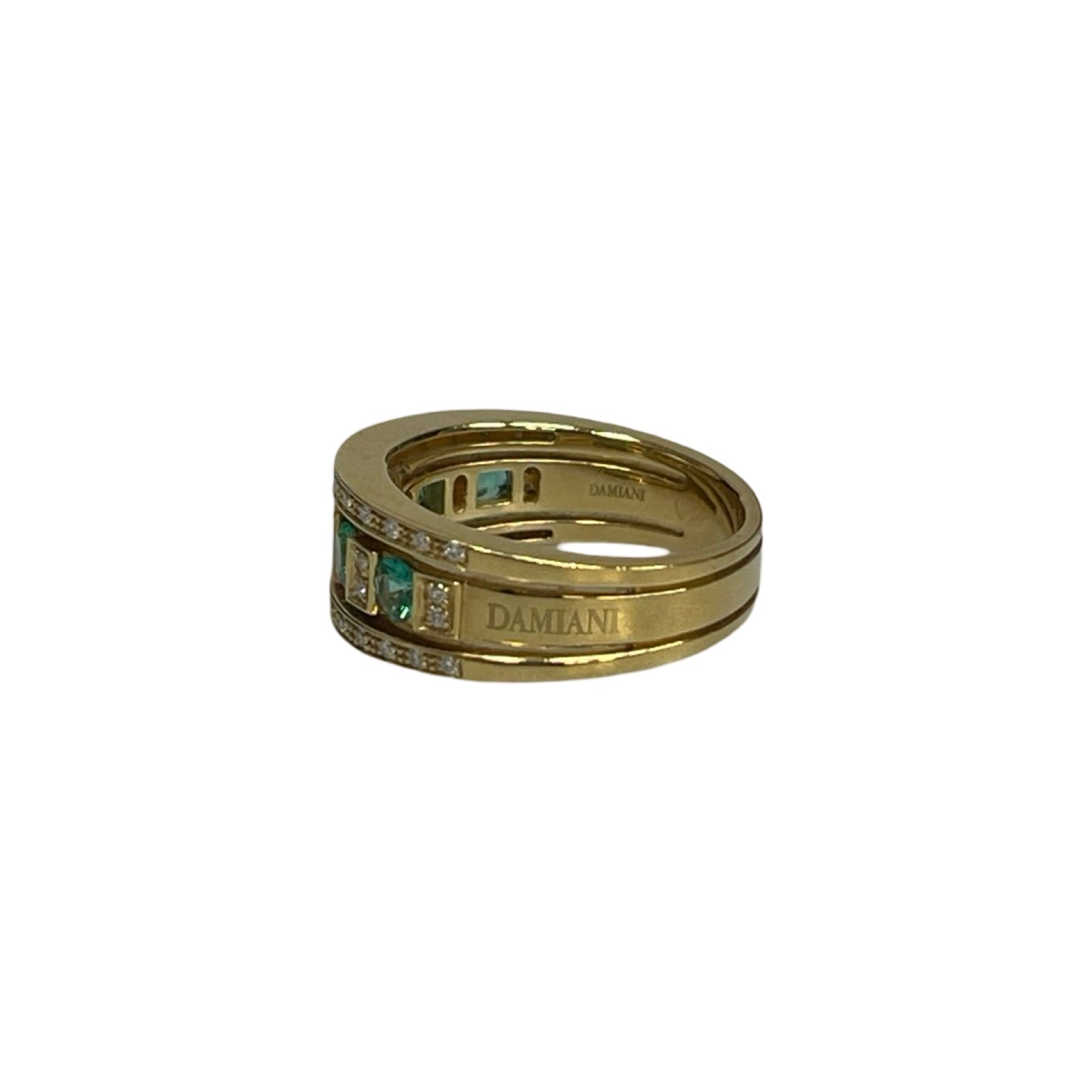 DAMIANI Belle Epoque Yellow Gold Diamond And Emerald Ring 20090157_c Size 11号