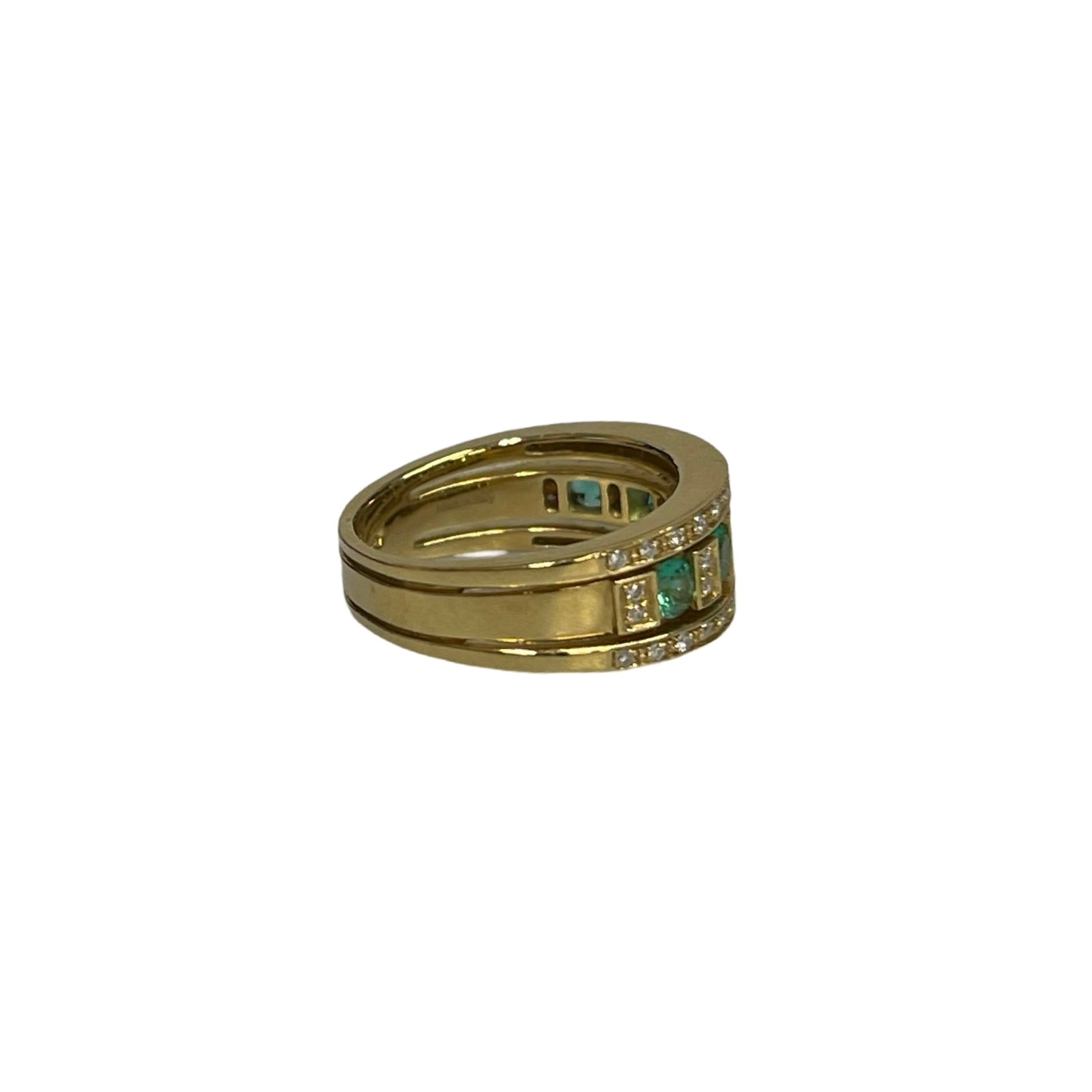 DAMIANI Belle Epoque Yellow Gold Diamond And Emerald Ring 20090157_c Size 11号