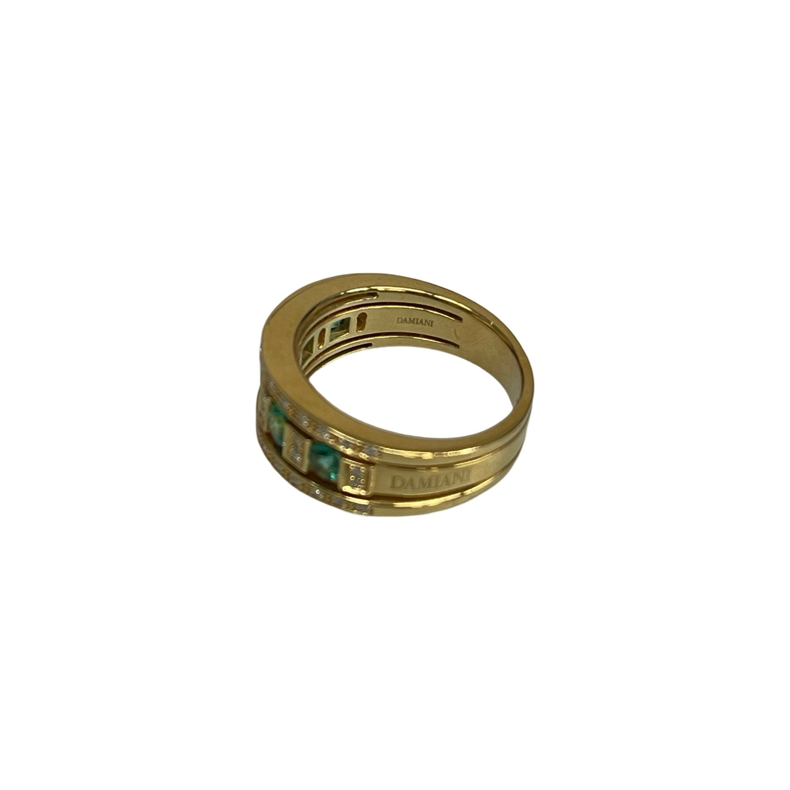 DAMIANI Belle Epoque Yellow Gold Diamond And Emerald Ring 20090157_c Size 11号