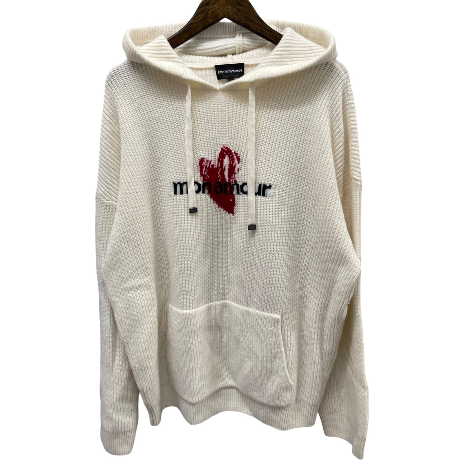 EMPORIO ARMANI 2024SS Mon Amour Intarsia-Knit Hoodie 3D1MVJ1M42Z Size L