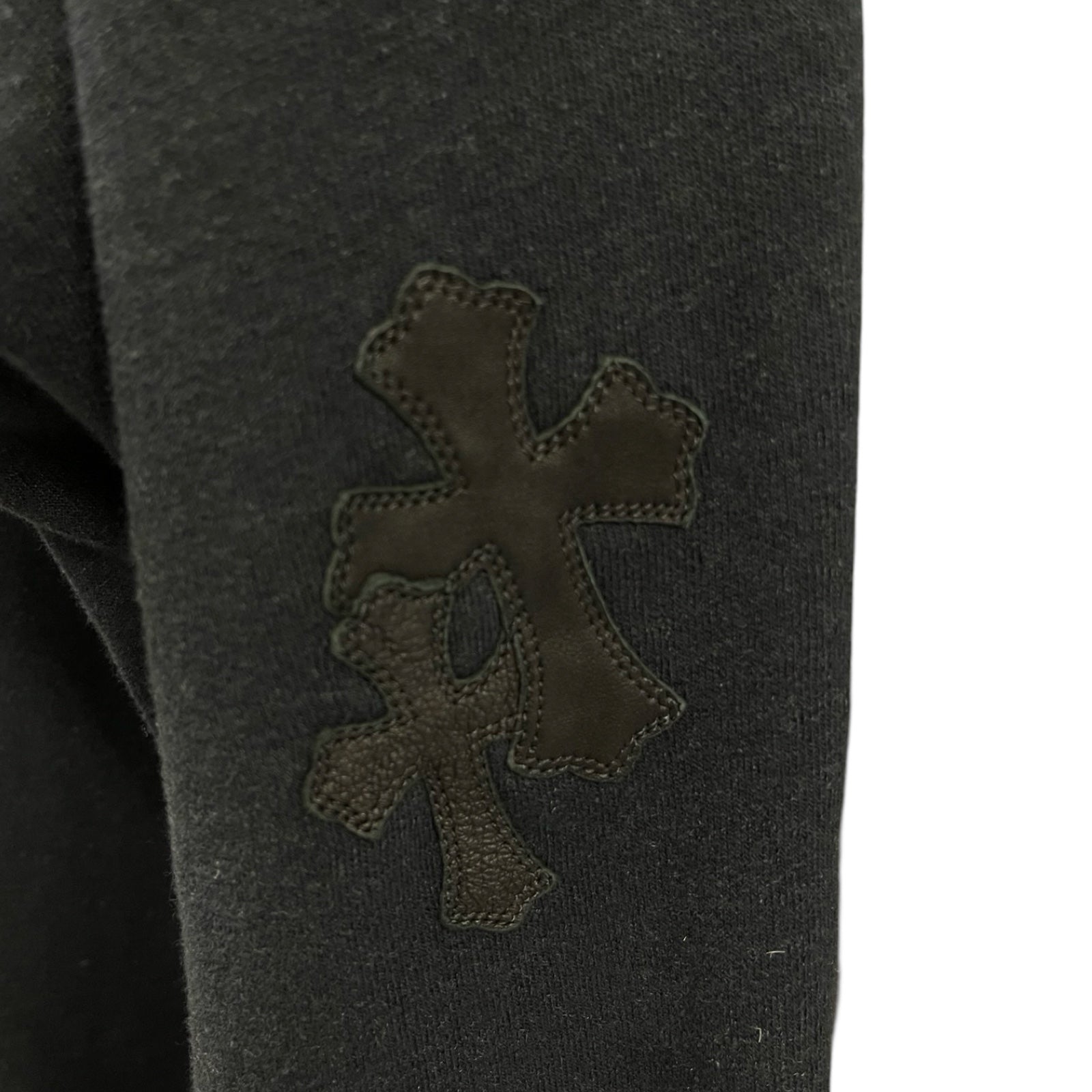 CHROME HEARTS Y NOT Leather Cross Patch Crewneck Sweat Shirt Size XL