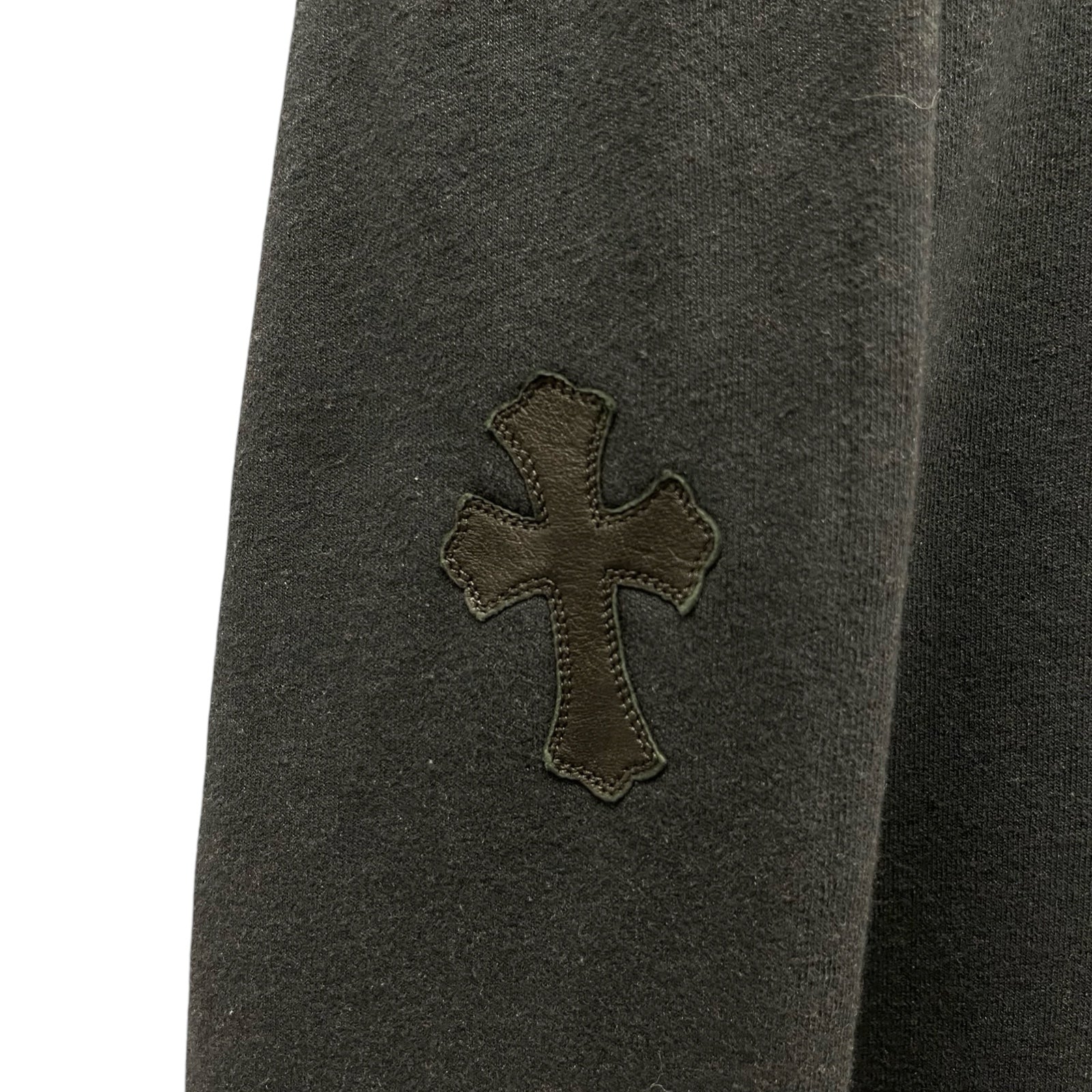 CHROME HEARTS Y NOT Leather Cross Patch Crewneck Sweat Shirt Size XL