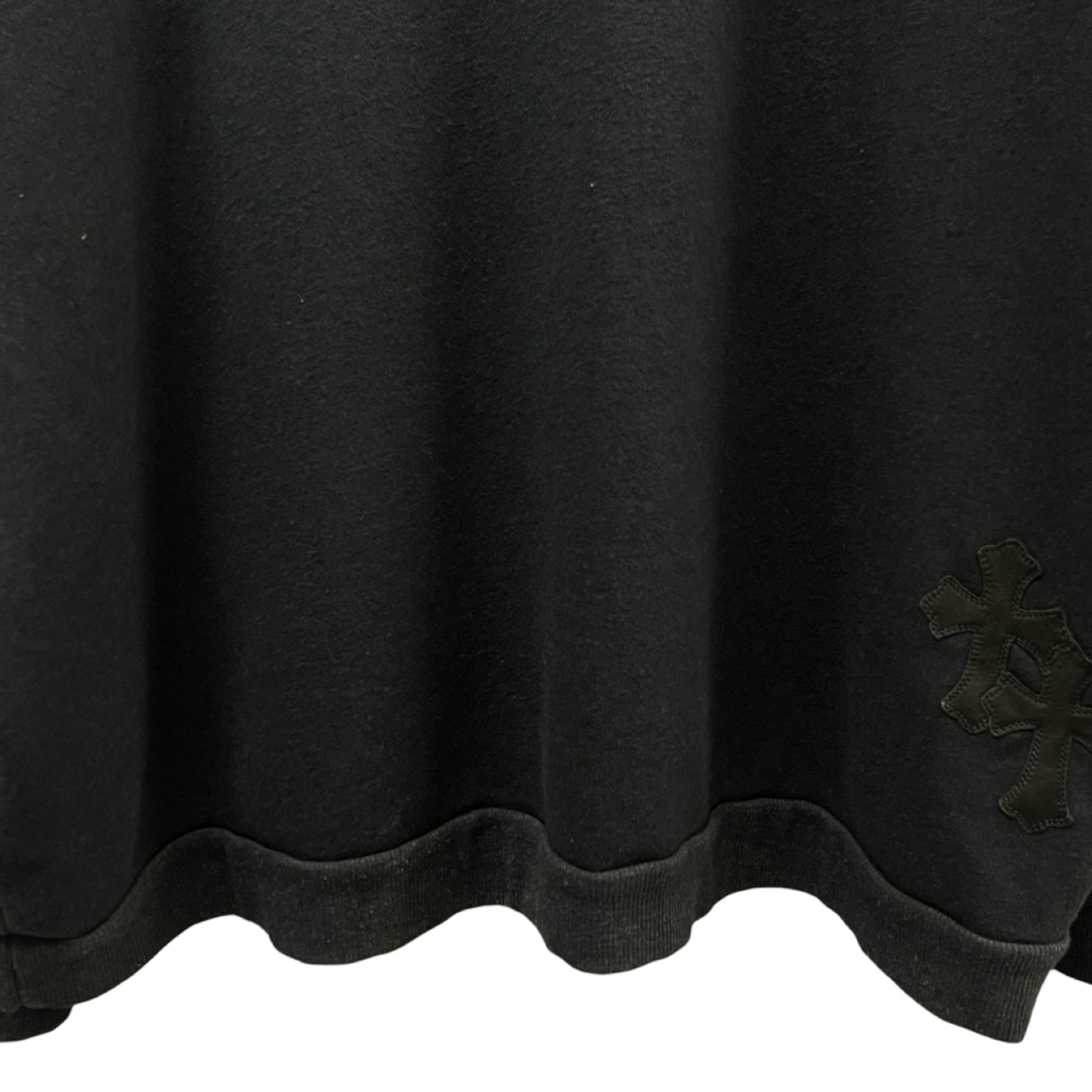 CHROME HEARTS Y NOT Leather Cross Patch Crewneck Sweat Shirt Size XL