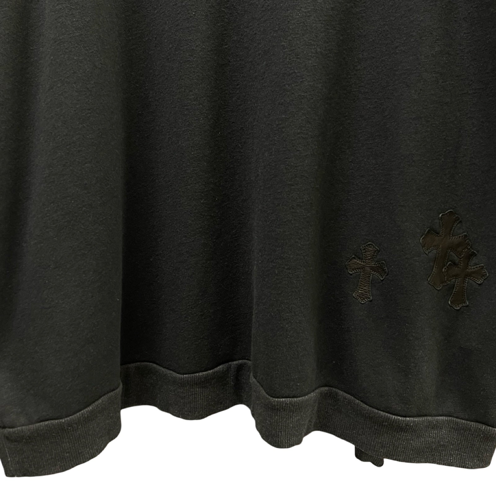 CHROME HEARTS Y NOT Leather Cross Patch Crewneck Sweat Shirt Size XL