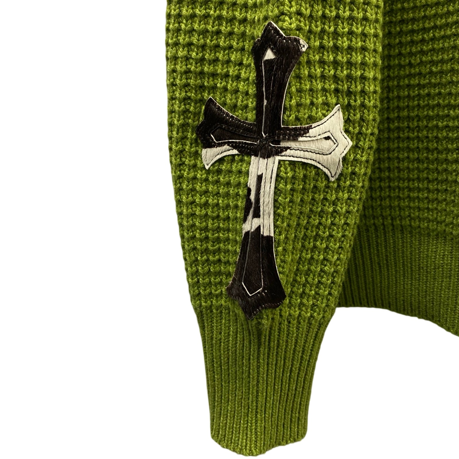 CHROME HEARTS YNOT Unborn Calf Cross Patch Cashmere Knit Sweater Size S